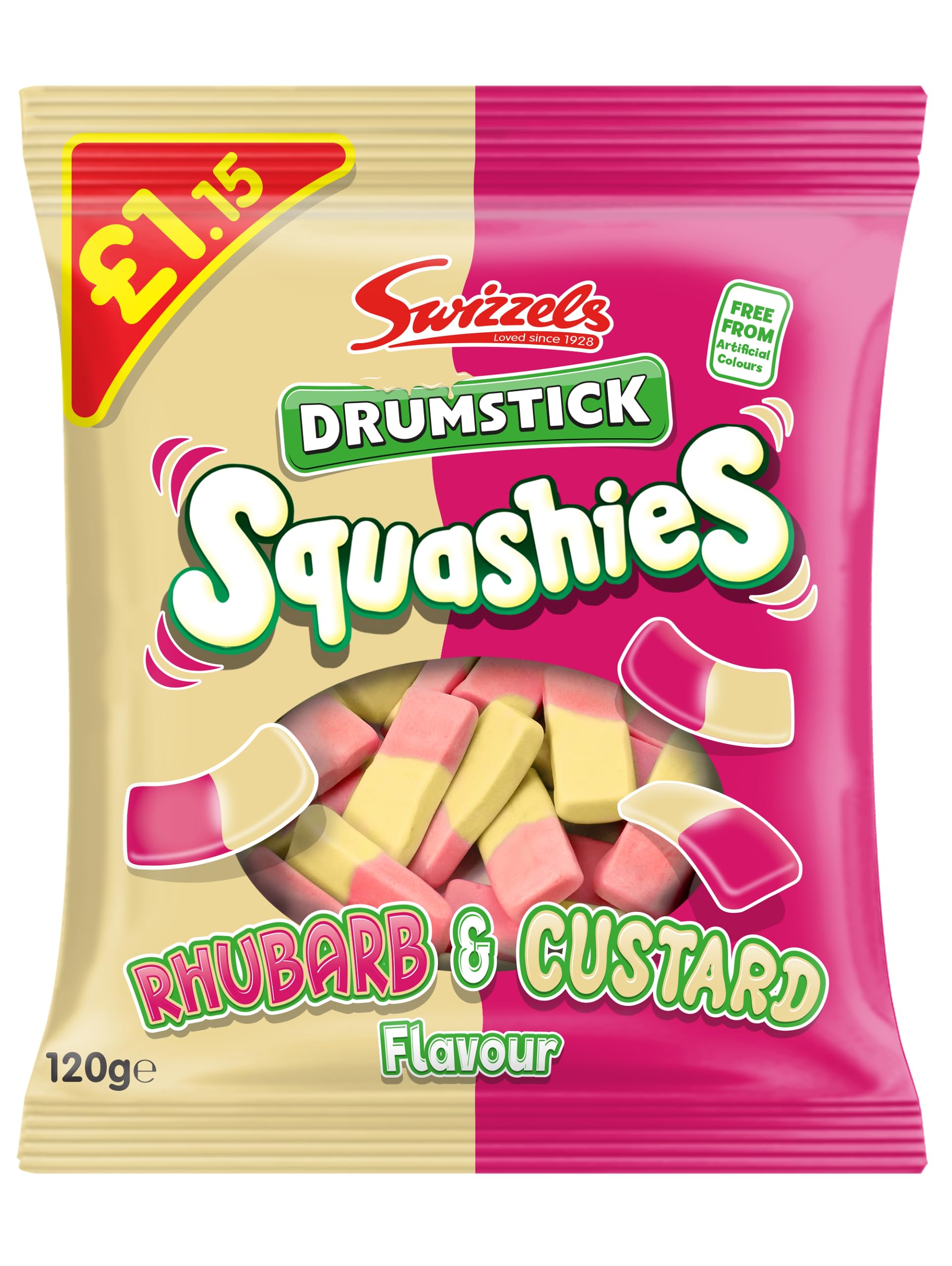 Swizzels Squashies Rhubarb & Custard Flavour Sweets | 120g Gummy Pack 1