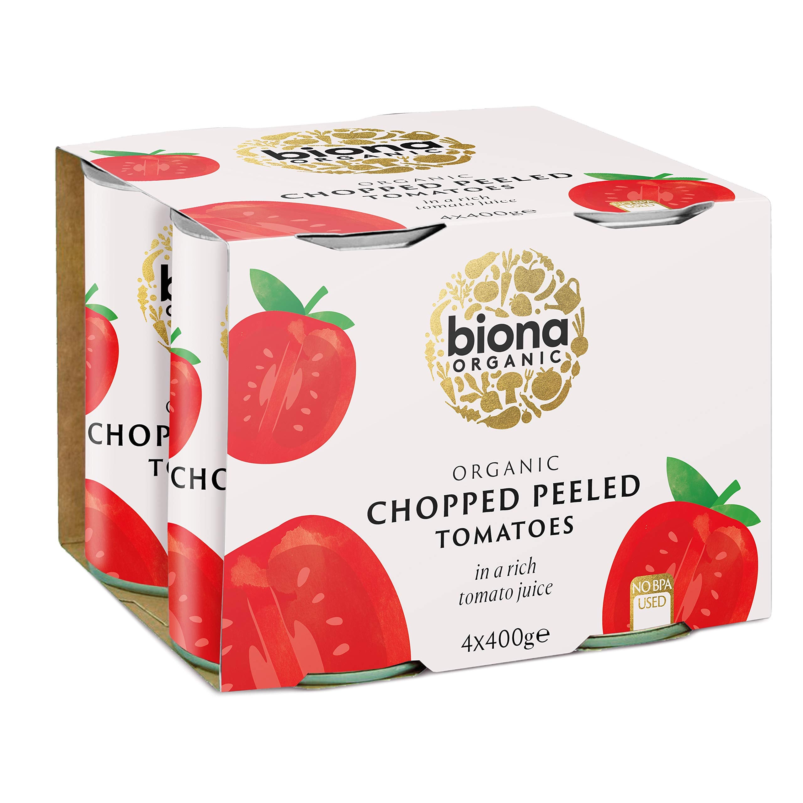 Biona Organic Chopped Tomatoes - 4 x 400g Pack | No Added Salt or Sugar