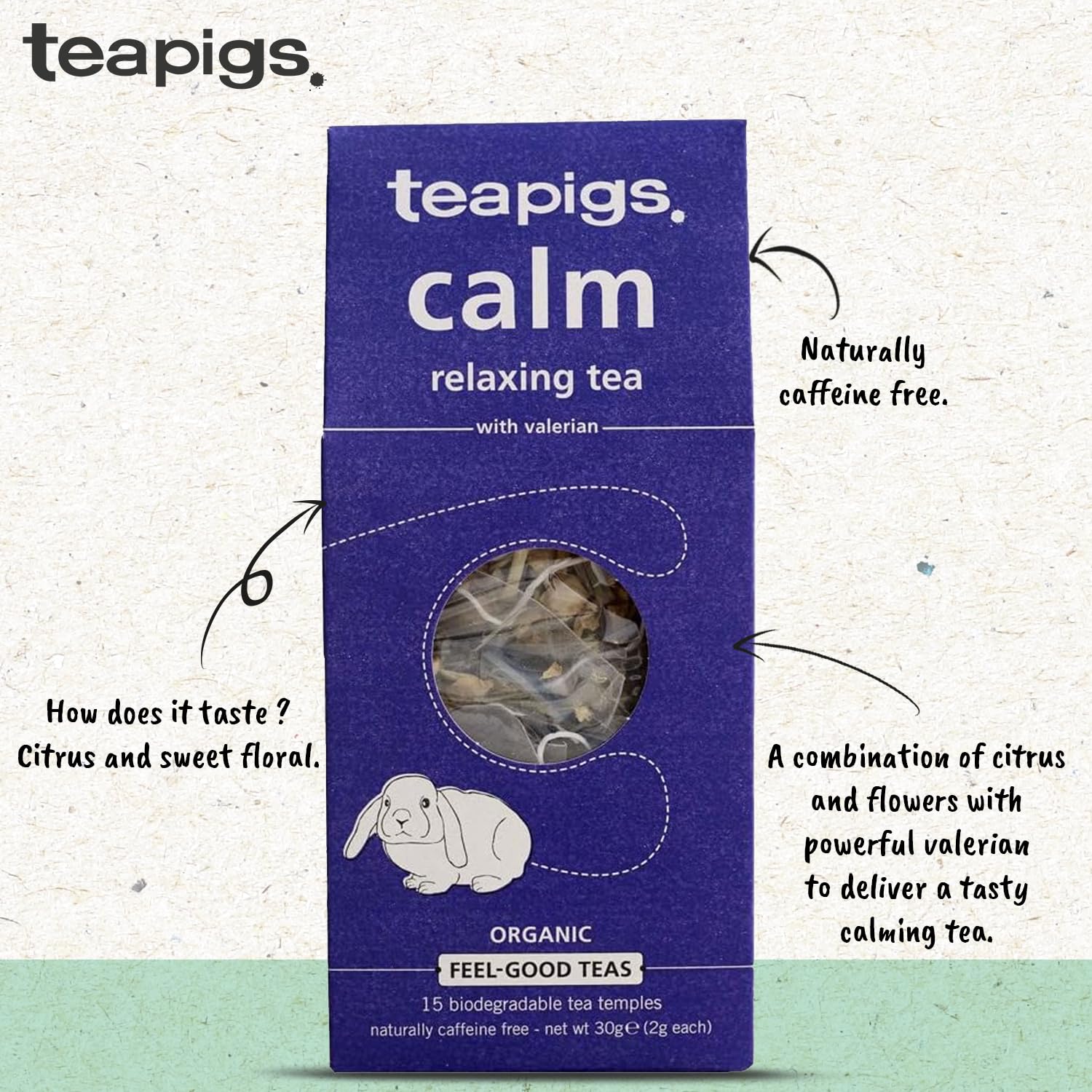 teapigs Calm Herbal Tea Bags - Caffeine-Free, Organic Chamomile & Valerian Root Blend | 15 Count 3