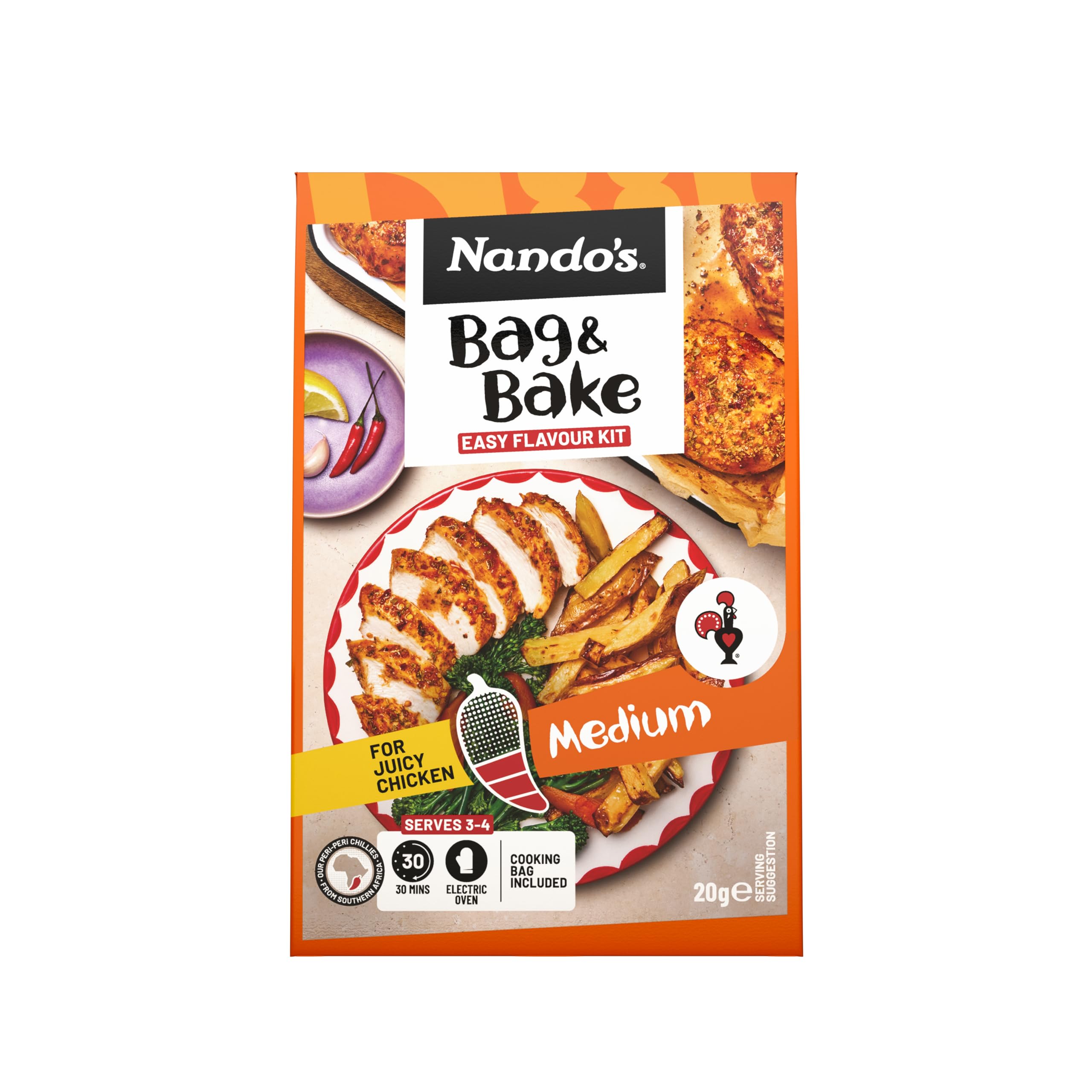 Nando's Peri-Peri Bag & Bake Medium Spice Mix Powder for Chicken or Vegetables | 20g 1