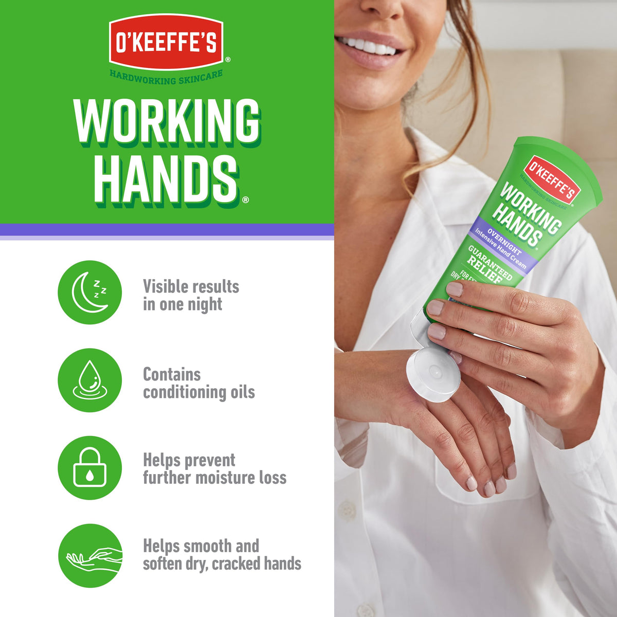 O'Keeffe's Working Hands Overnight Hand & Nail Cream - 80ml, 5 Pack