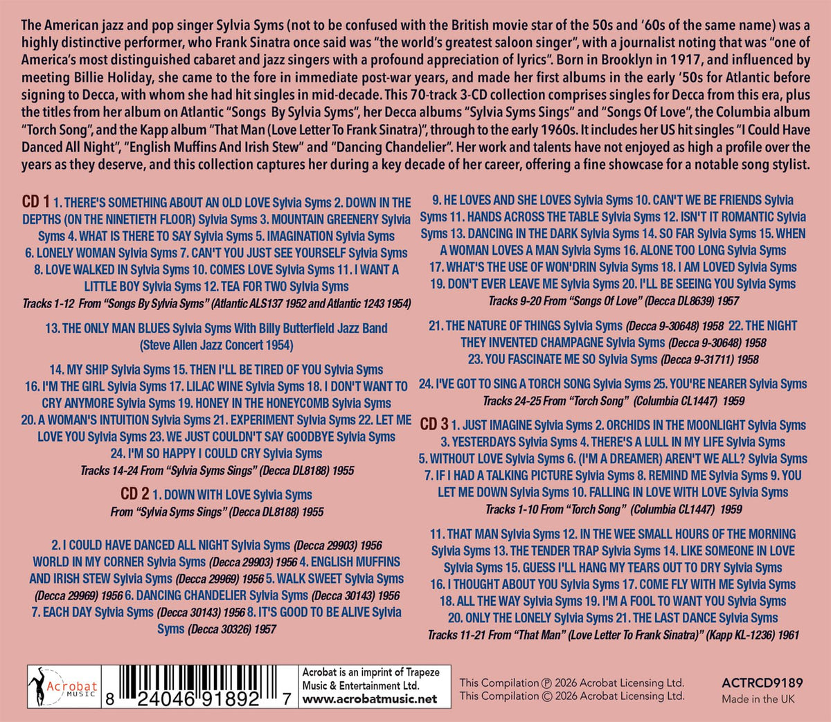 Sylvia Syms - I Could Have Danced All Night: The Singles & Albums Collection [CD]