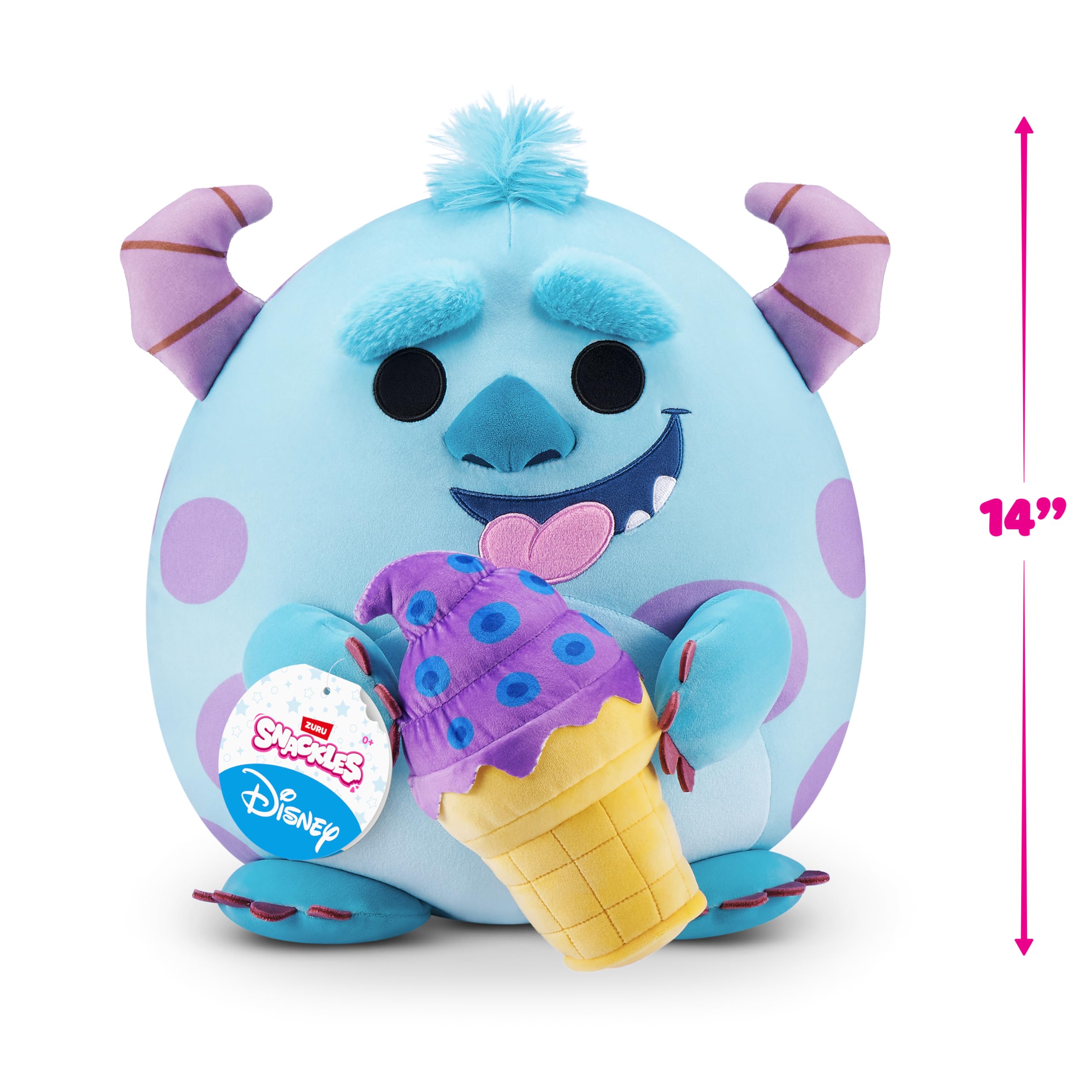 Snackles Disney Sulley 14-inch Plush Toy with Snack Accessory - Super-Soft Stuffed Animal for Kids 10