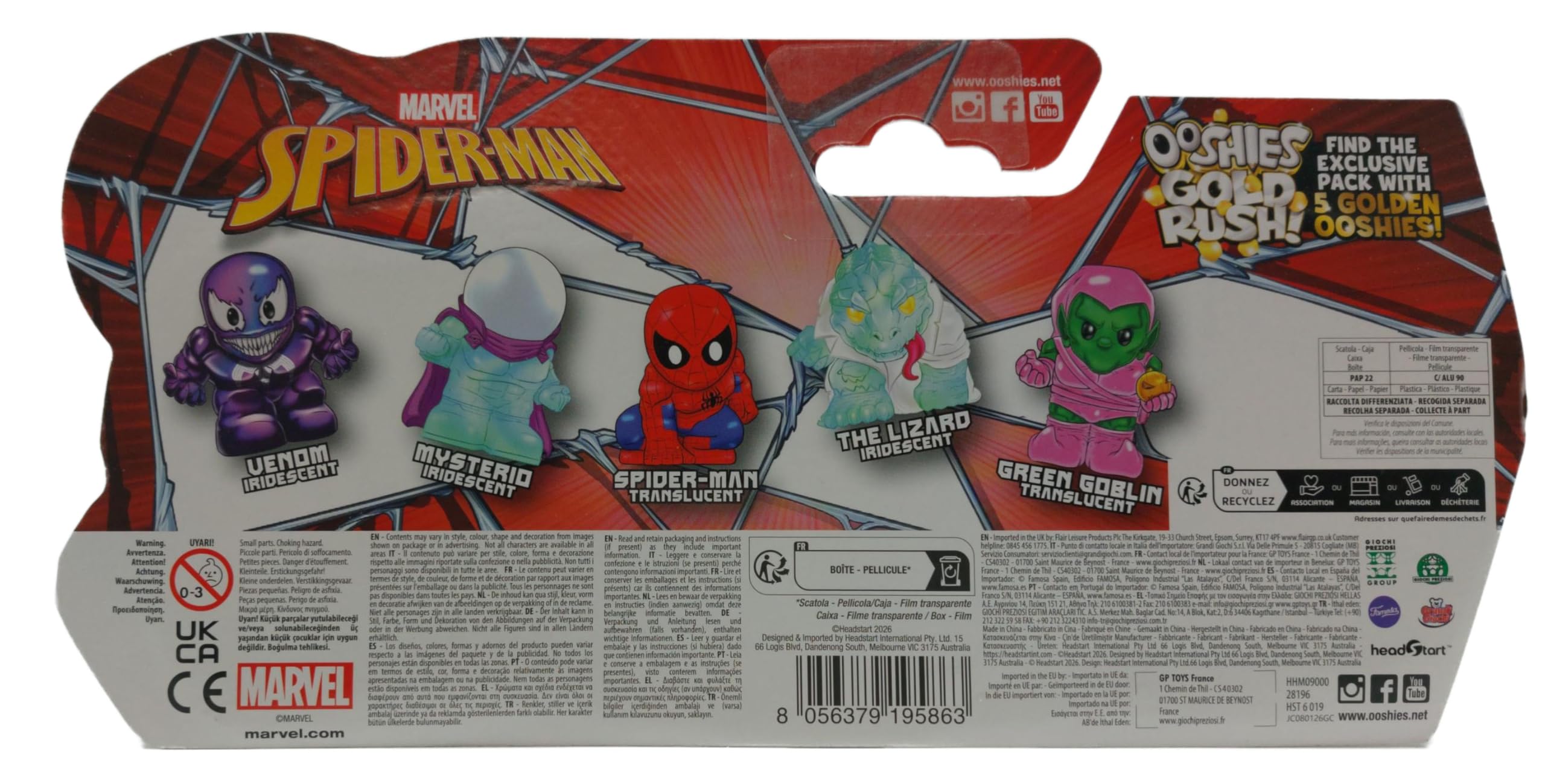 Giochi Preziosi Ooshies Spider-Man Collectibles 5 Pack Pencil Toppers - Chance of Rare Gold Pack 2