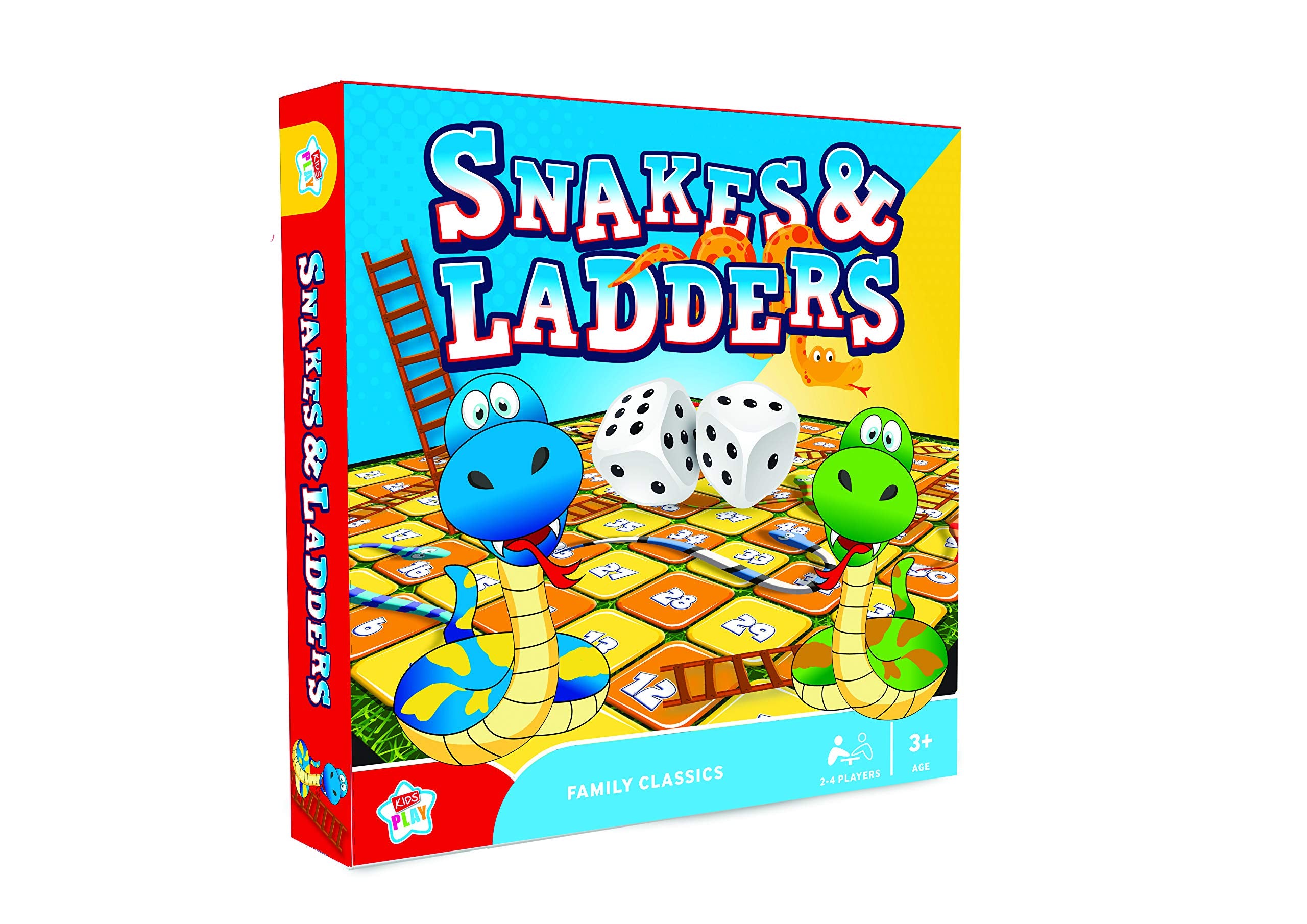 Kids Play Snake & Ladders Board Game - Family Edition | 2-6 Players | Ages 3+