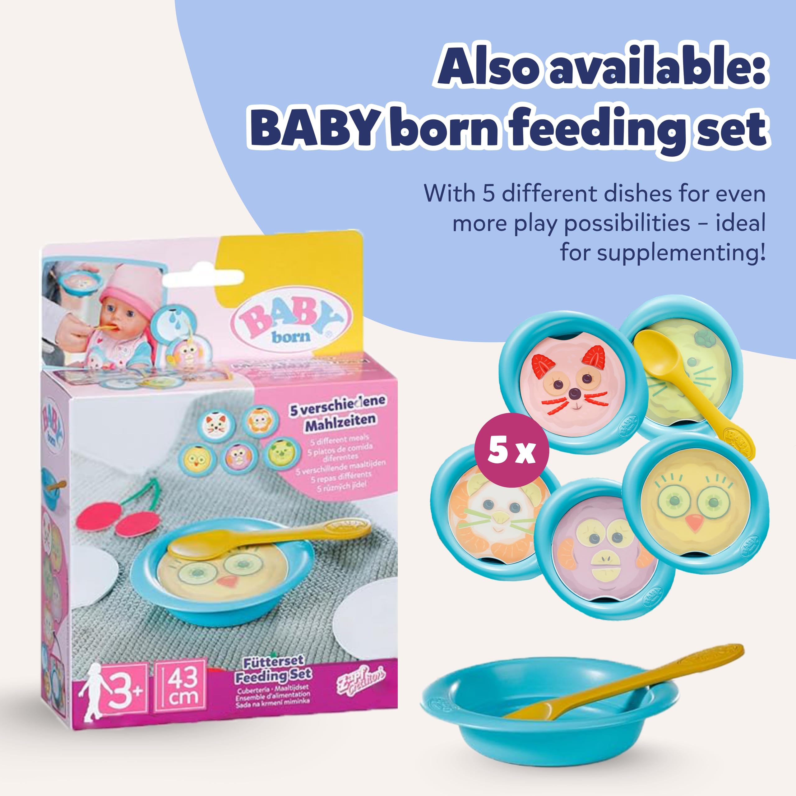 BABY born Feeding Table with Light & Sound Function - Interactive Playset for 43 cm Dolls 7