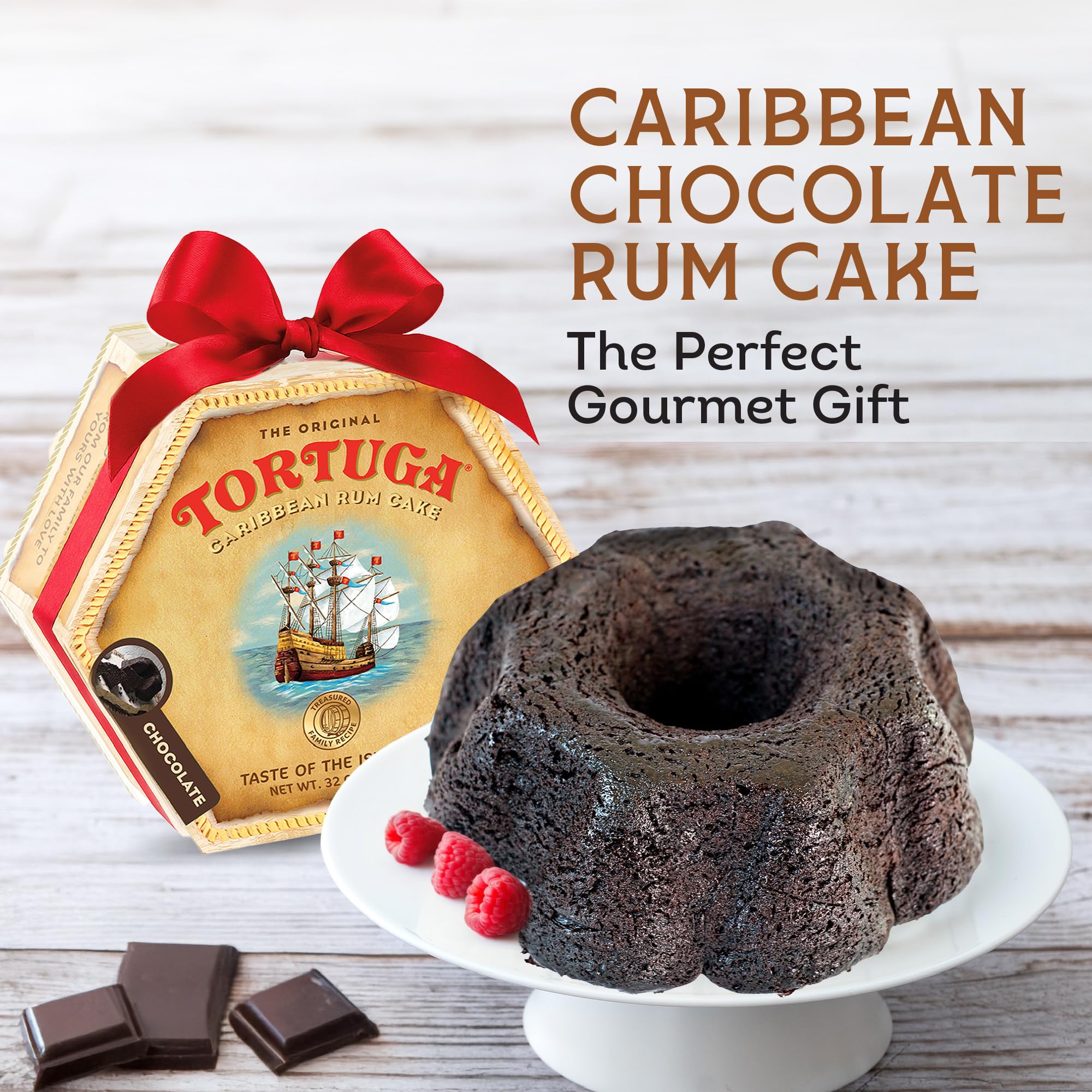 Tortuga Chocolate Rum Cake, 454g (Pack of 1) - Caribbean Rum Infused Dessert with 5-Year Aged Gold Rum 5
