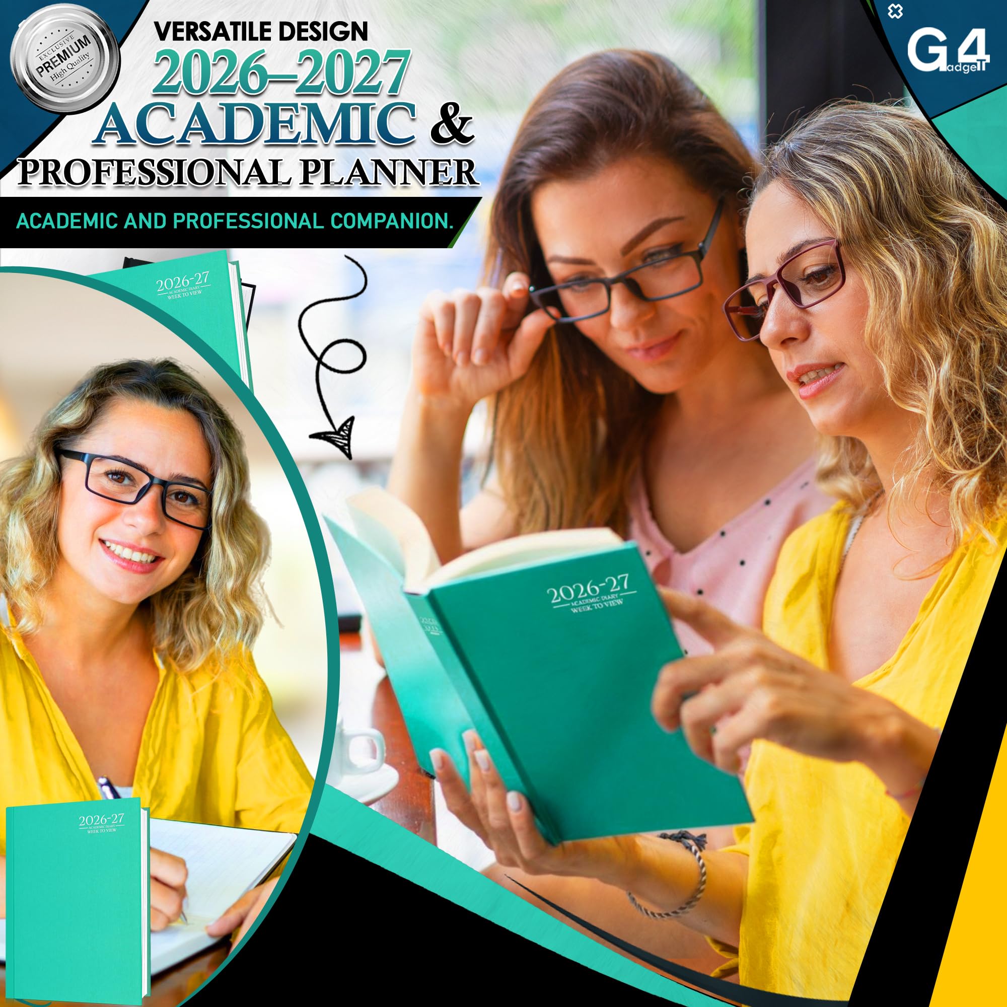 G4GADGET 2026-2027 Academic Diary | A5 Day A Page | Teal Hardback 4