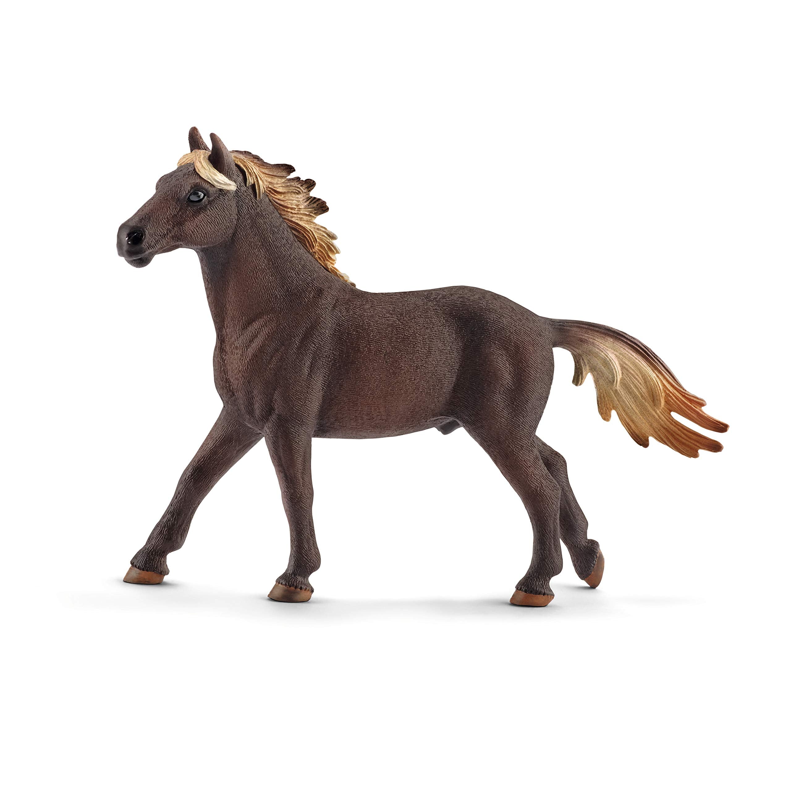 Schleich Mustang Stallion 13805 Farm World Toy Figurine - Individually Hand Painted, Educational Toy, Brown Plastic, Ages 3+