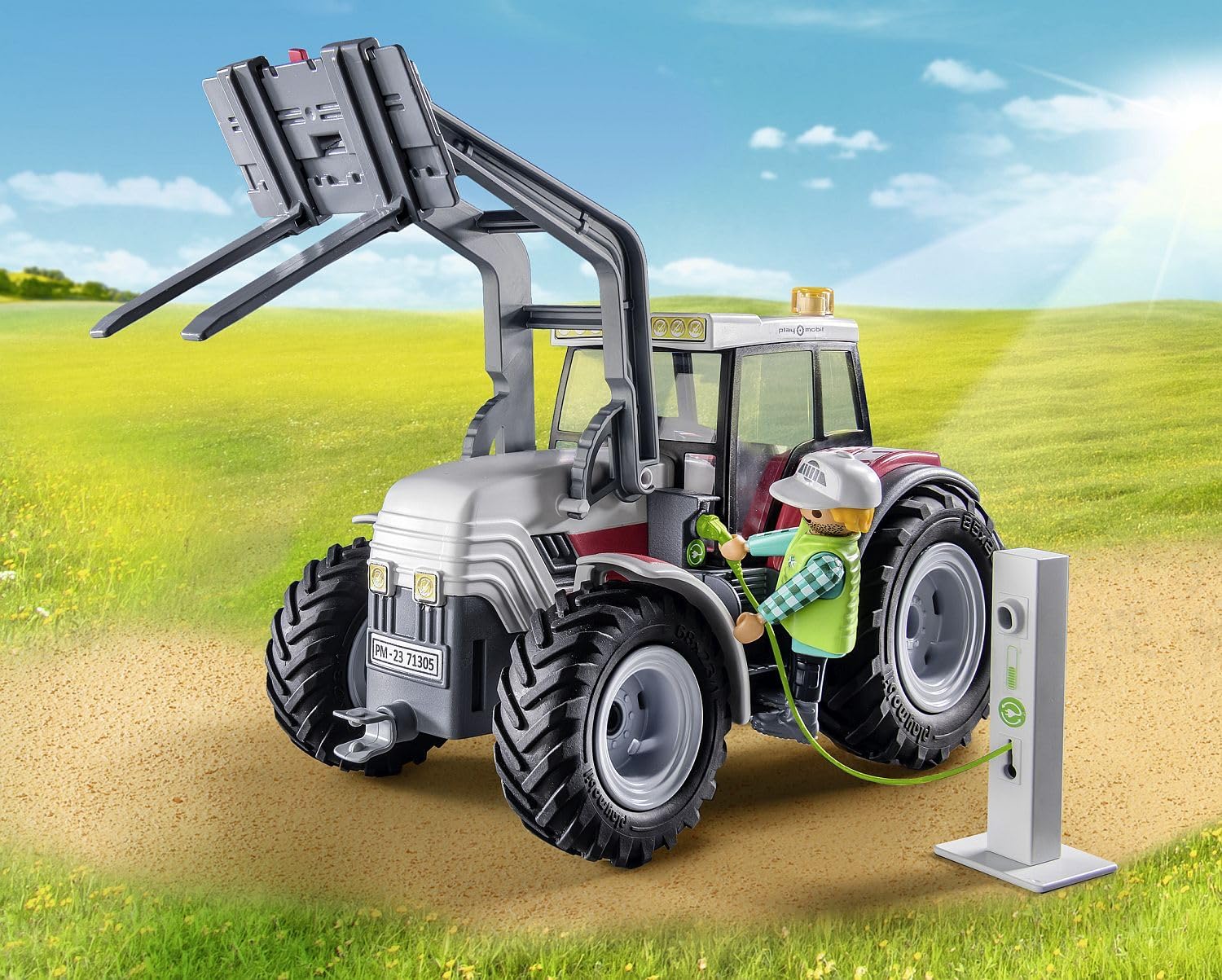 Playmobil 71305 Large Electric Tractor Playset - Educational Farm Vehicle for Kids 4+ 7