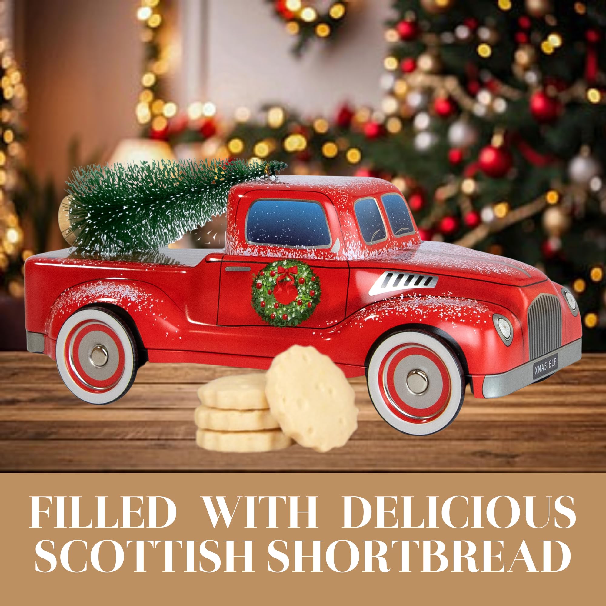 The Silver Crane Co. - Christmas Truck with Tree Biscuits Tin Shortbread Gift 10