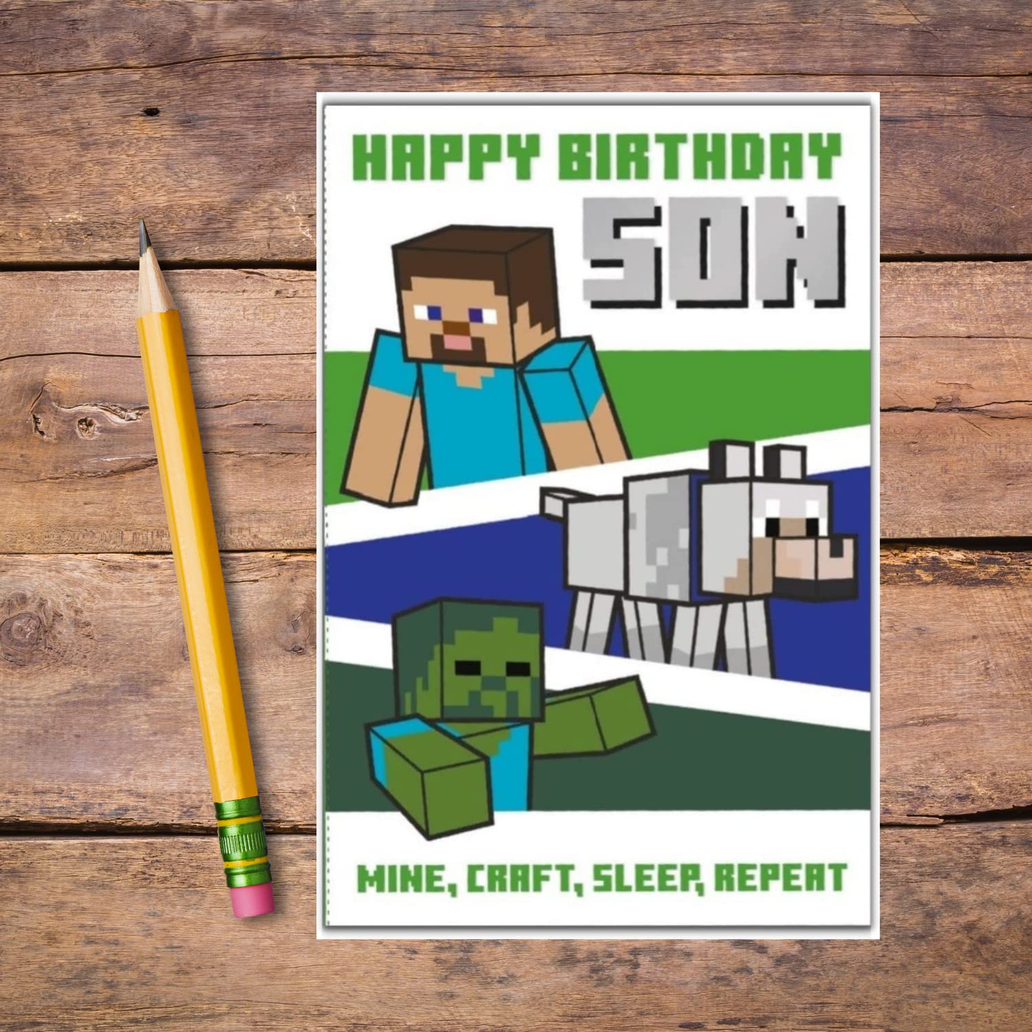 Danilo Promotions LTD Minecraft 'Happy Birthday Son' Birthday Card | 9 x 6 Inch 3