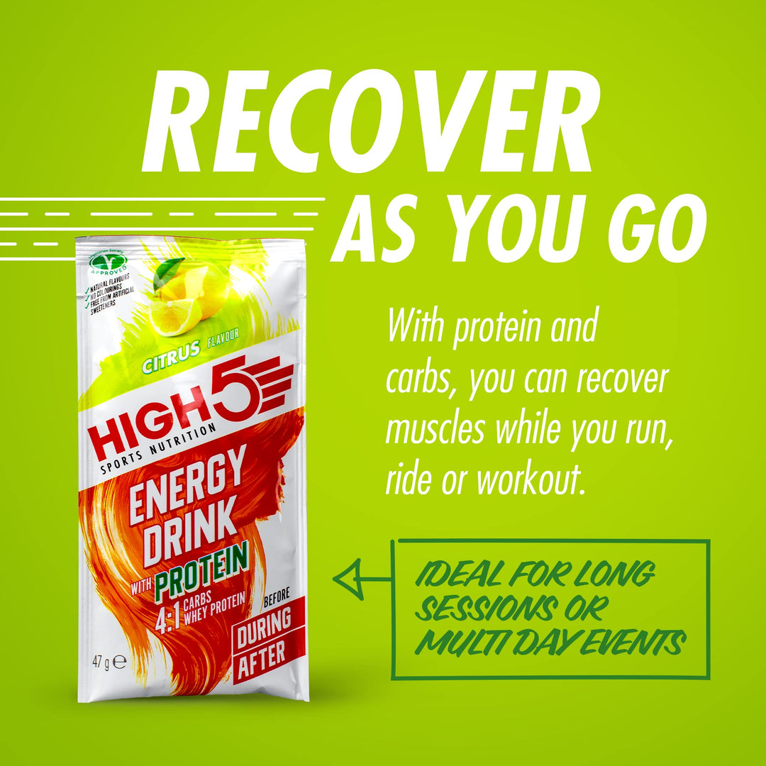 HIGH5 - Energy Drink With Protein Blend of Carbohydrates, Protein & Electrolytes (Citrus, 12 x 47g)