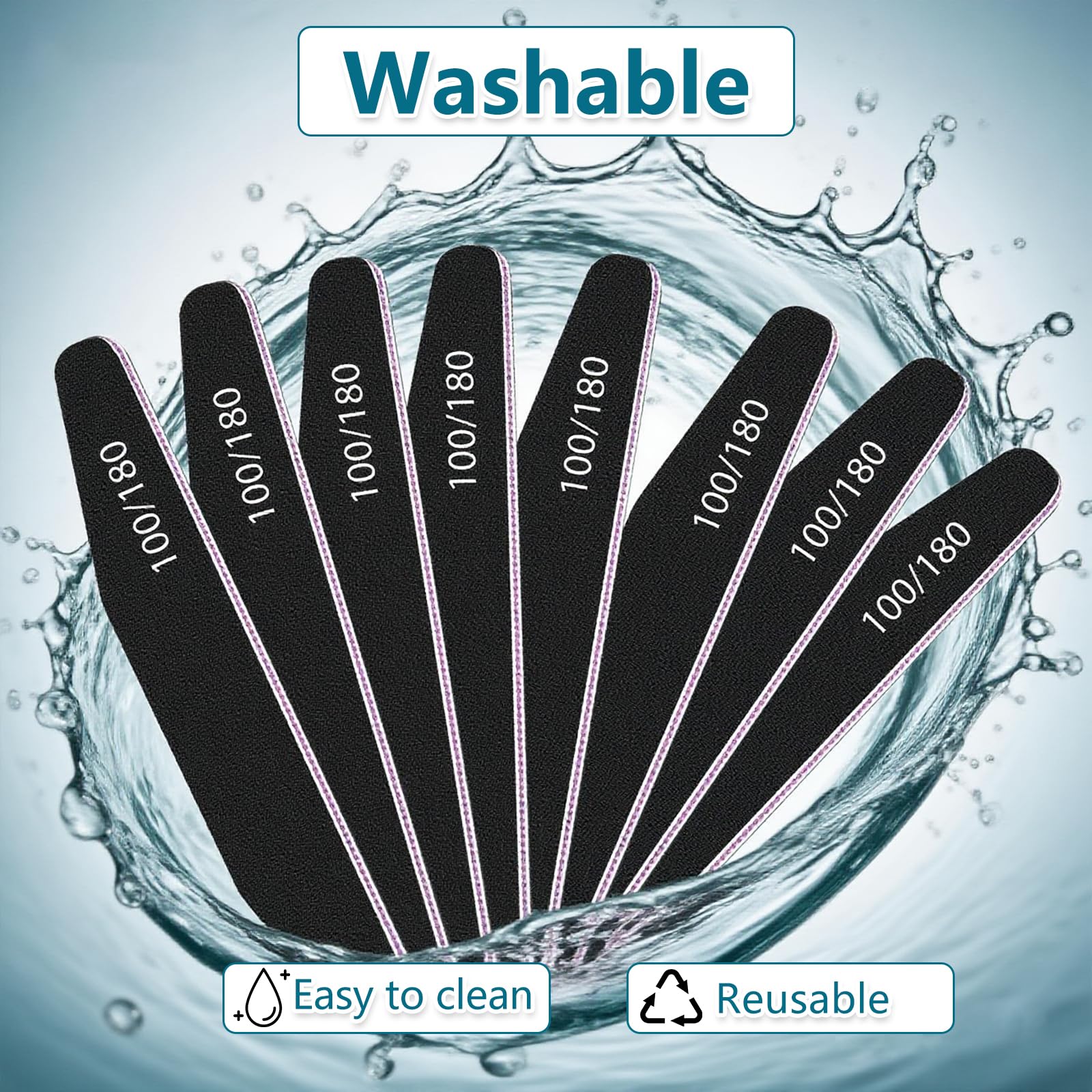 elzle Professional Nail Files Set - 10 Pcs Double-Sided 100/180 Grit Emery Board 5