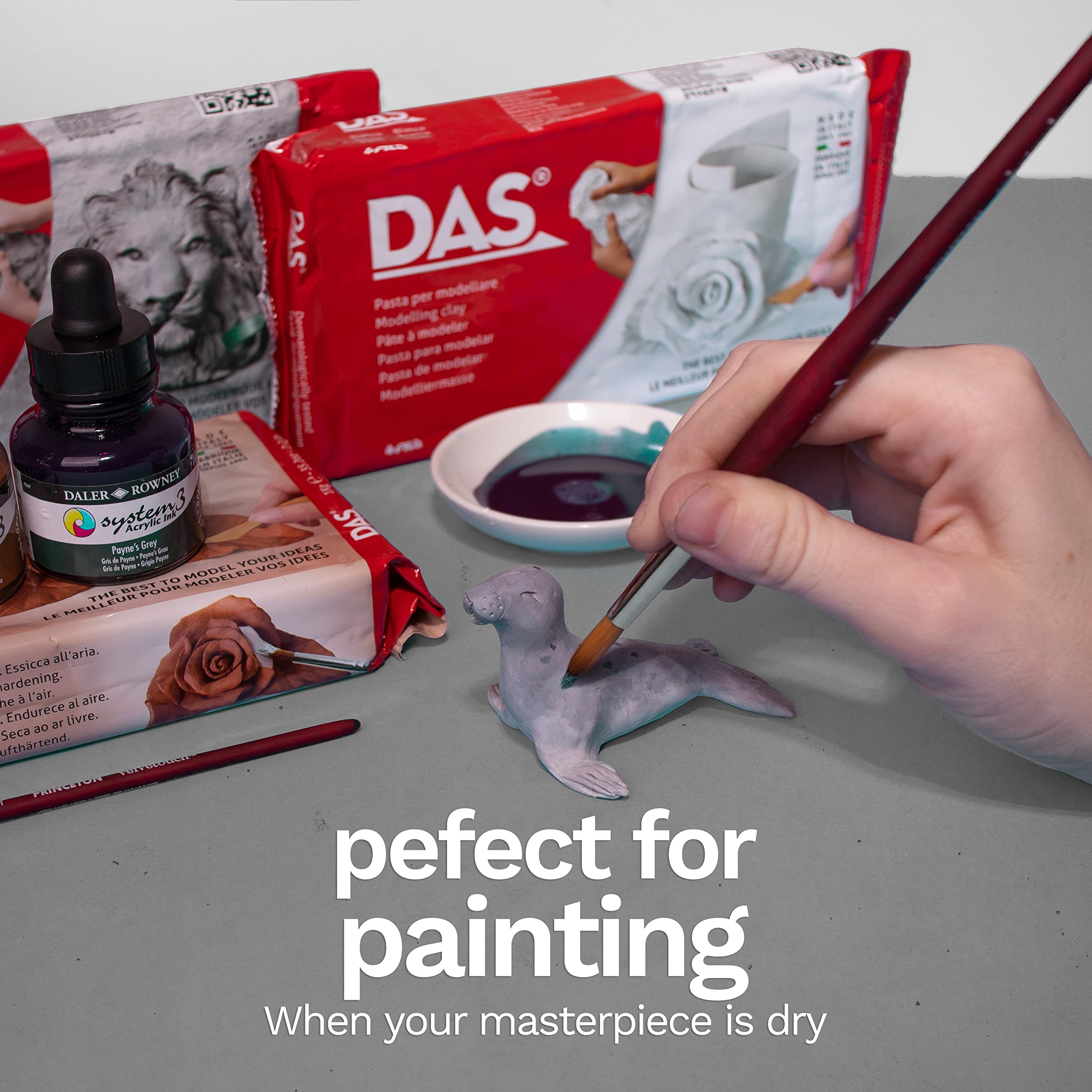 DAS Stone Air Hardening Modelling Clay - 1kg | Ready To Use | Stone Effect 5