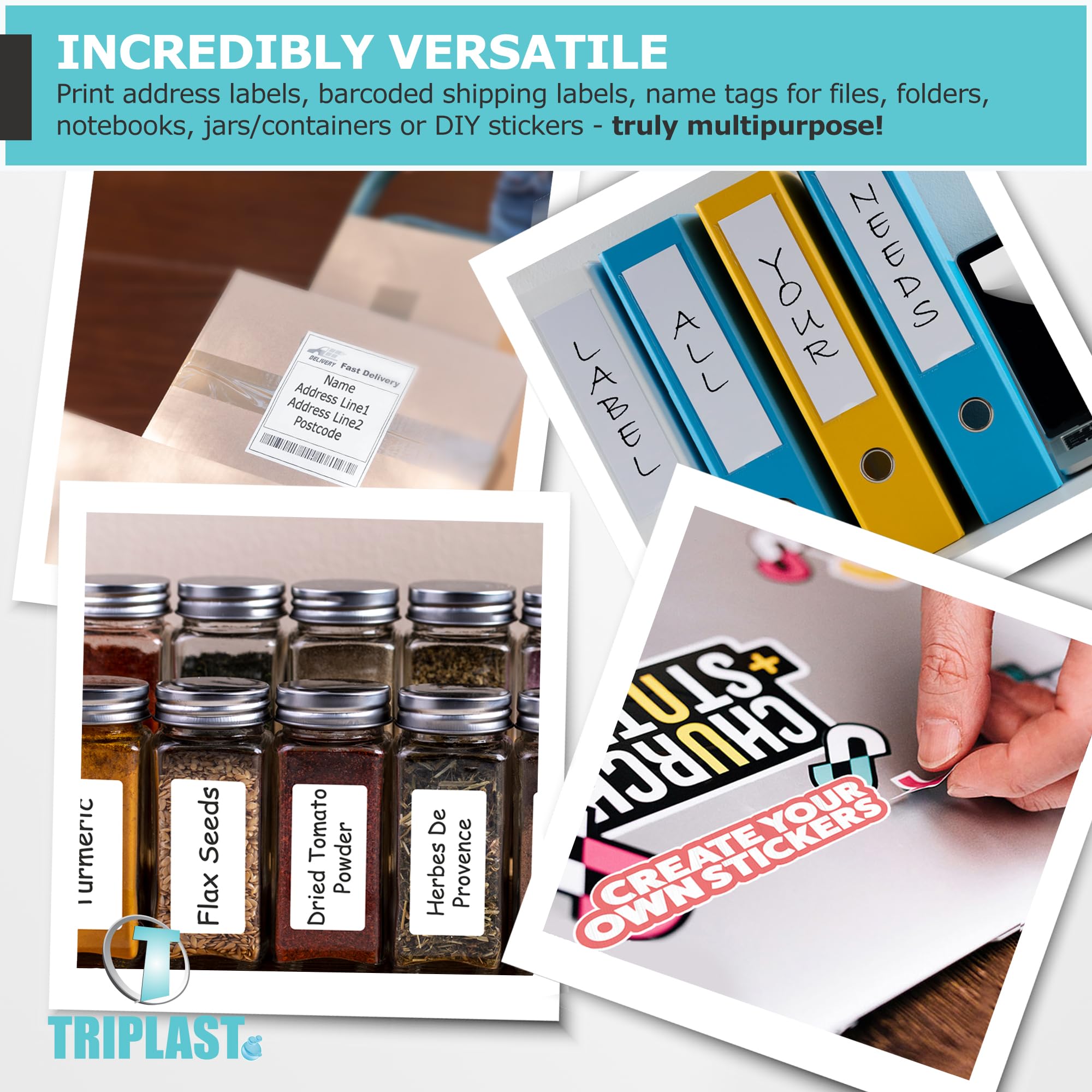 Triplast Multipurpose A4 Printer Labels - 14 Labels/Sheet, 99x38mm, Rounded Corners | 140 Labels Total 6