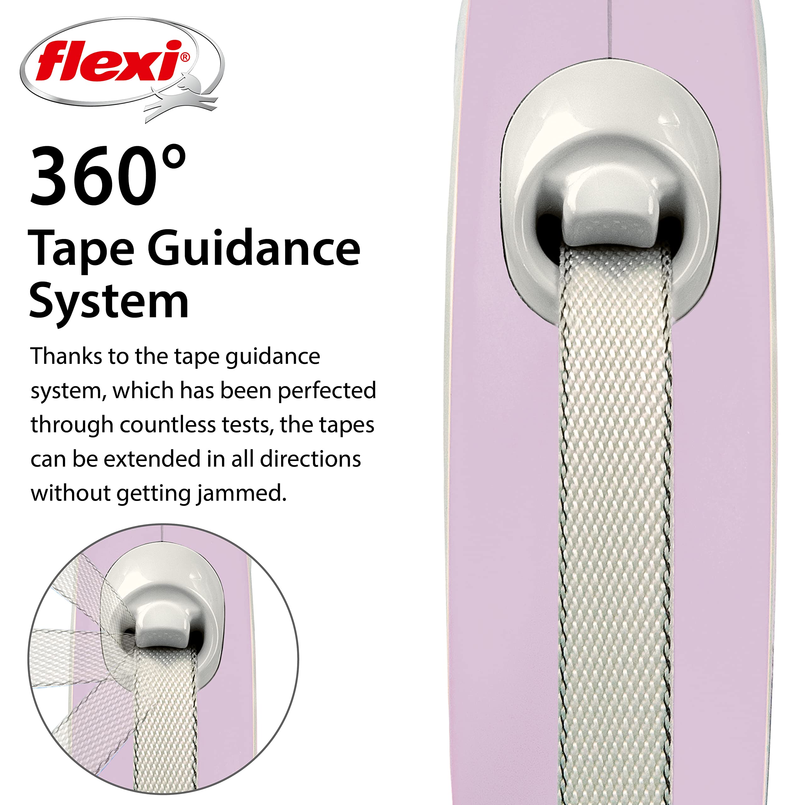 flexi New Comfort S Tape Retractable Lead | 5m Tape Leash | Max 15kg | Rose & Grey 3