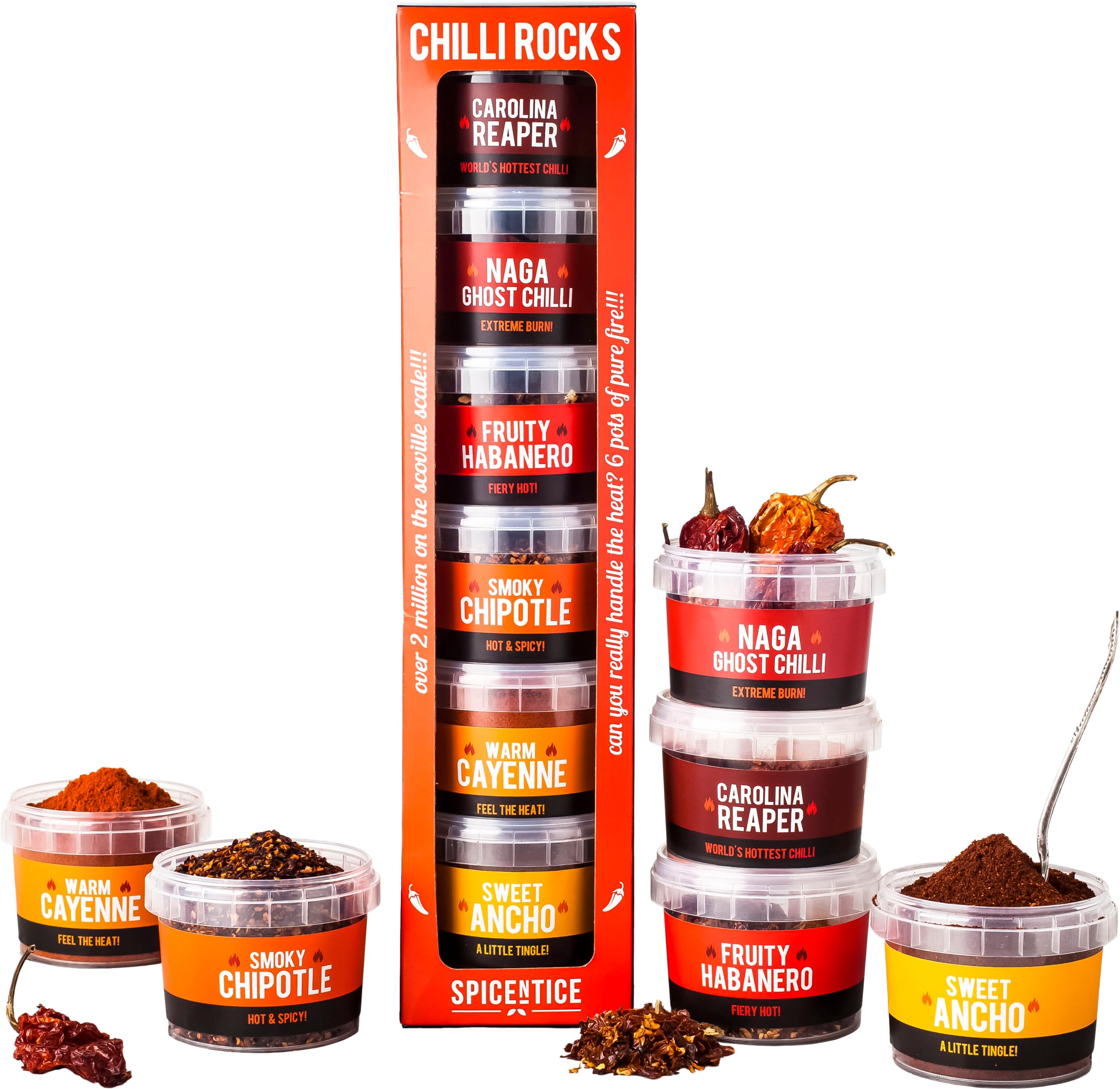 SPICE "N" TICE - Ultimate Hot Chilli Pepper Gift Set - 100% Pure Premium Chilli 6-Pack 8