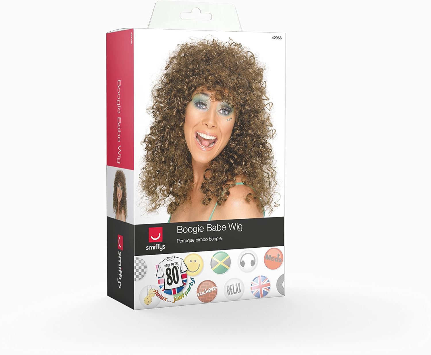 Smiffys Boogie Babe Long Curly Brown Wig 2