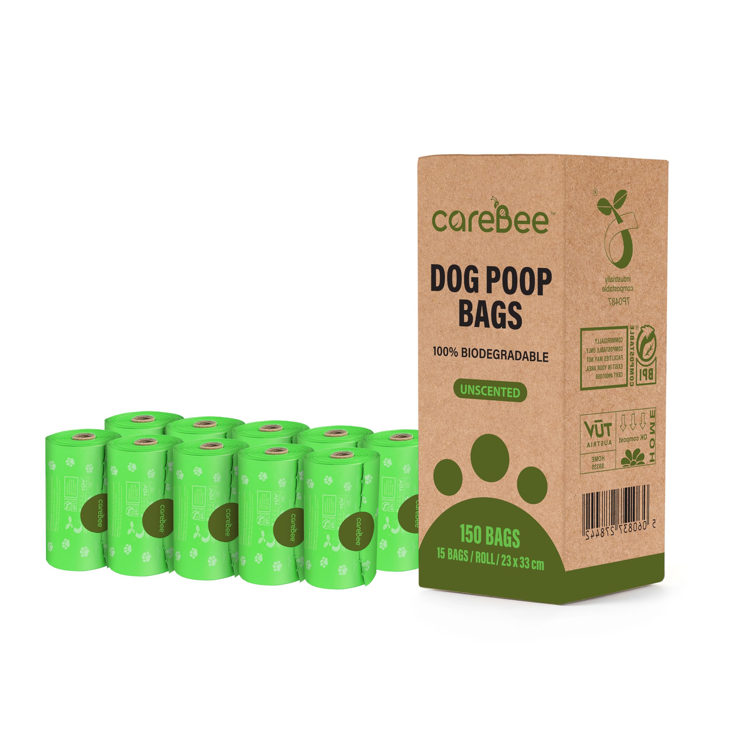 CareBee Dog Poo Bags - 150 Rolls | Extra Thick & Unscented | Gray 1