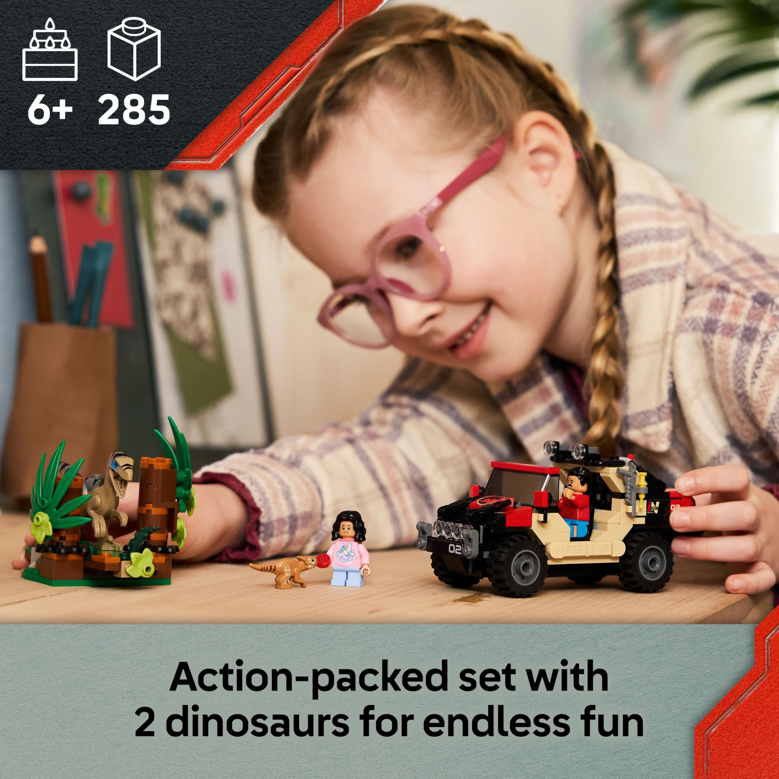 LEGO Jurassic World Raptor Off-Road Escape 76972 Building Toy Set | Ages 6+