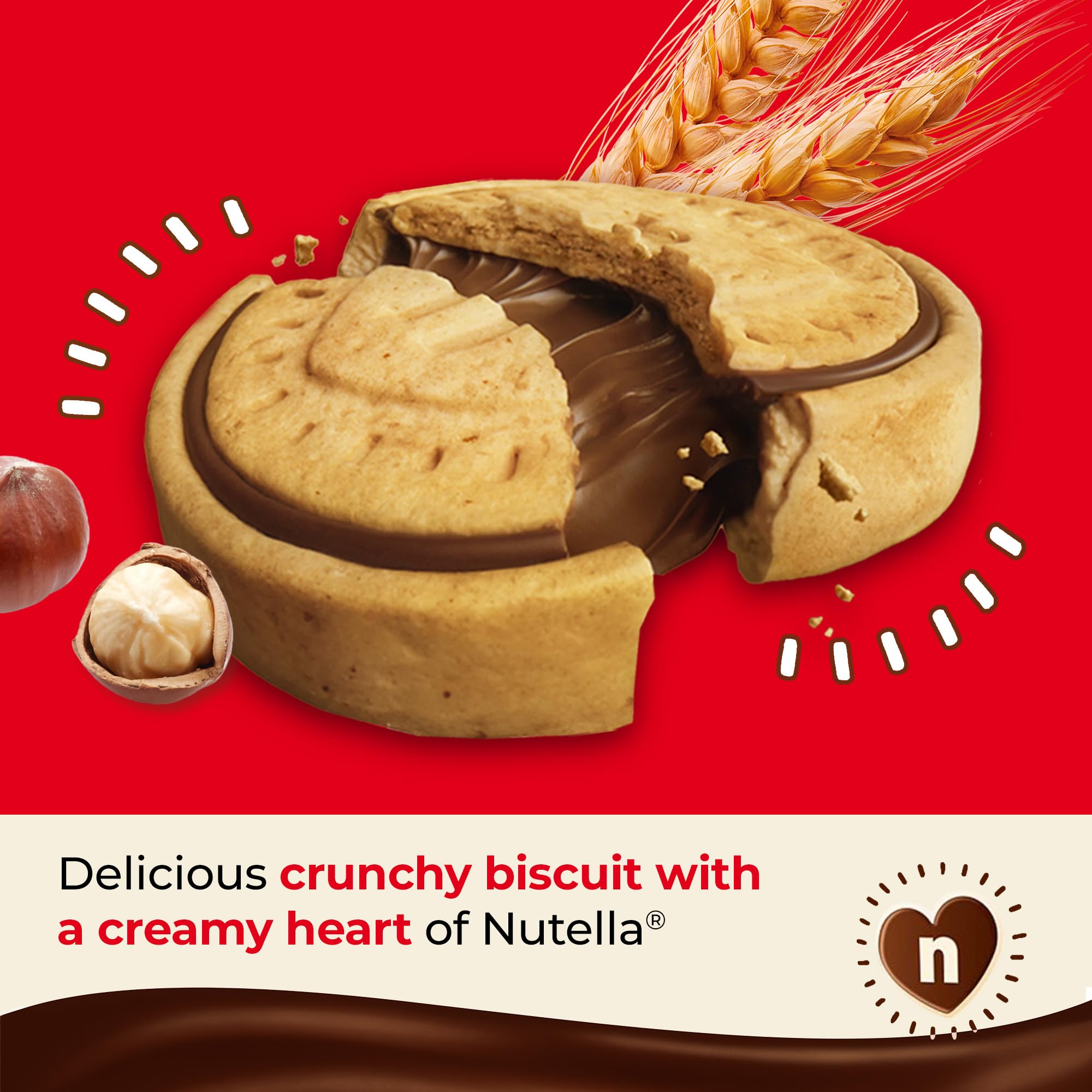 Nutella Biscuits with Creamy Nutella Heart - Crunchy Baked Biscuit | Pack of 12 | 166g 2