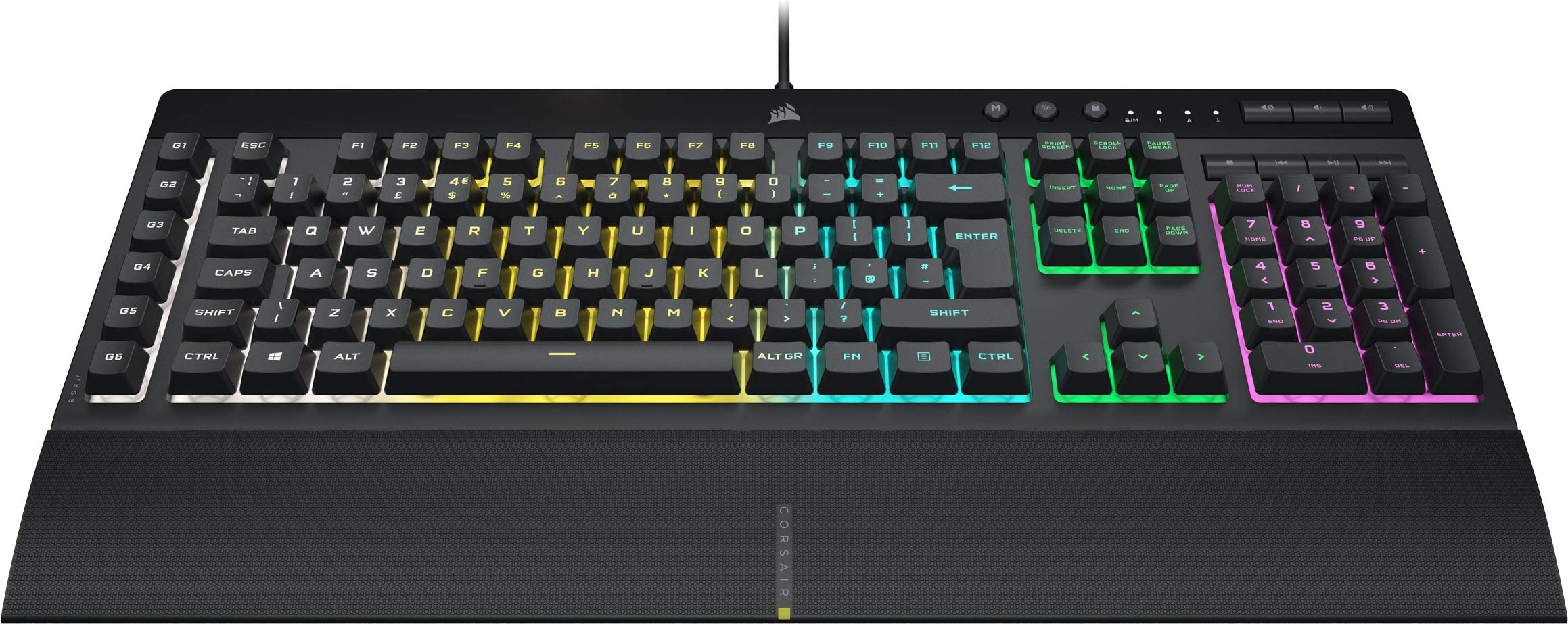 CORSAIR K55 RGB PRO Membrane Wired Gaming Keyboard – IP42 Dust and Spill-Resistant – 6 Macro Keys with Elgato Integration – iCUE Compatible – QWERTY UK – PC, Mac, Xbox – Black 3