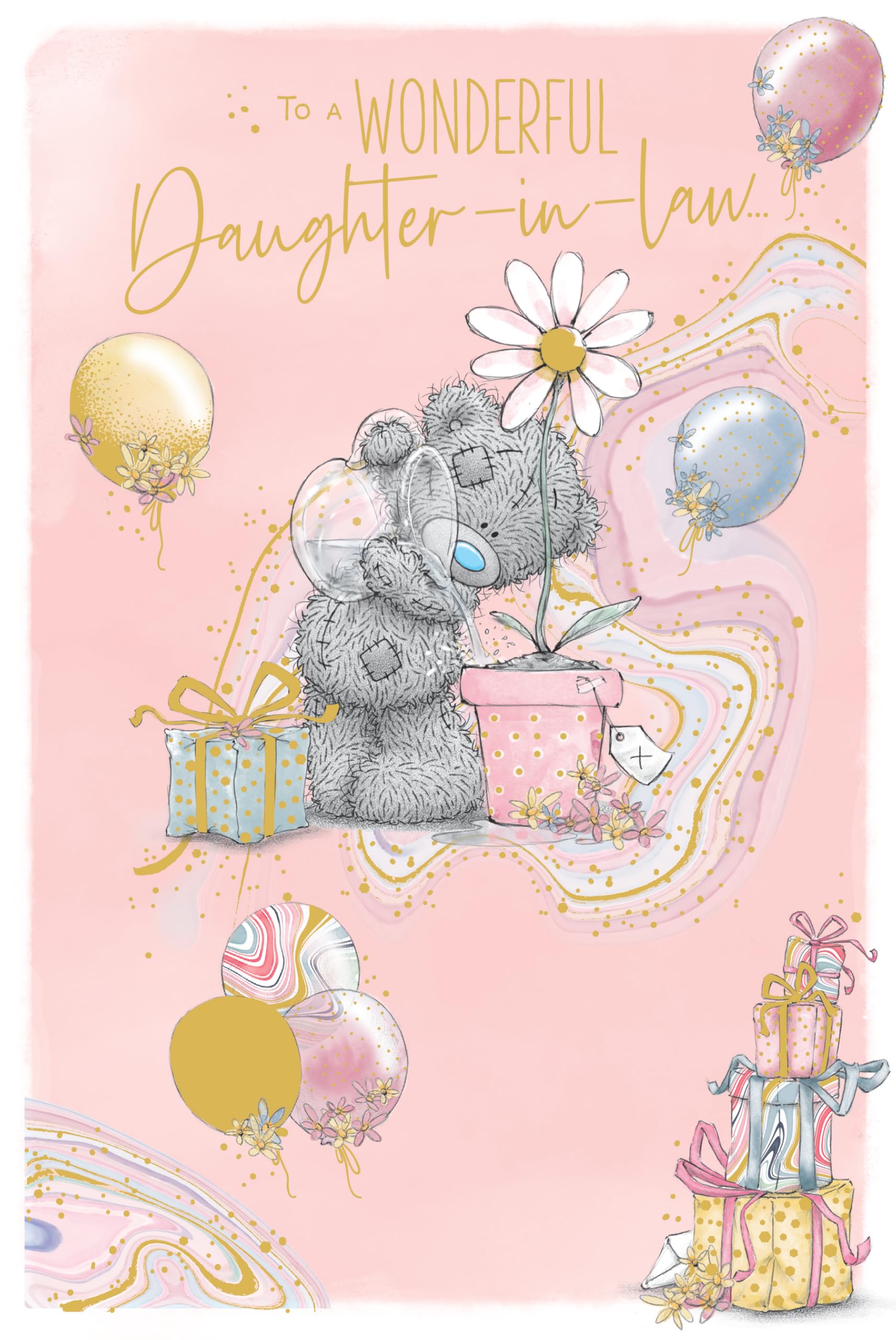 Me To You Tatty Teddy Luxury Gold Foil Birthday Card for Daughter-In-Law | 6 x 9 Inches