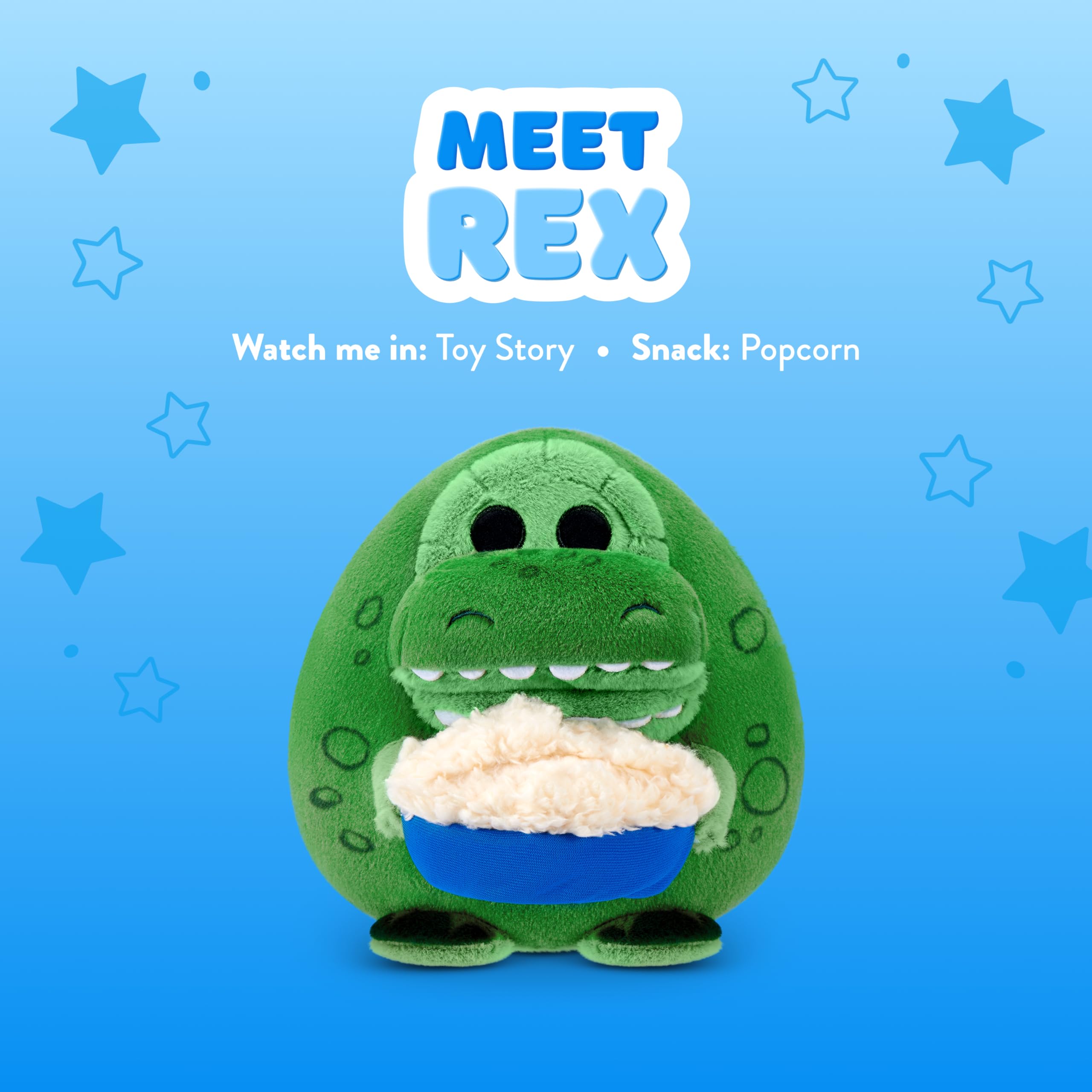 Snackles Disney 8-Inch Plush Toy - Rex & Popcorn | Ultra-Soft Polyester 2
