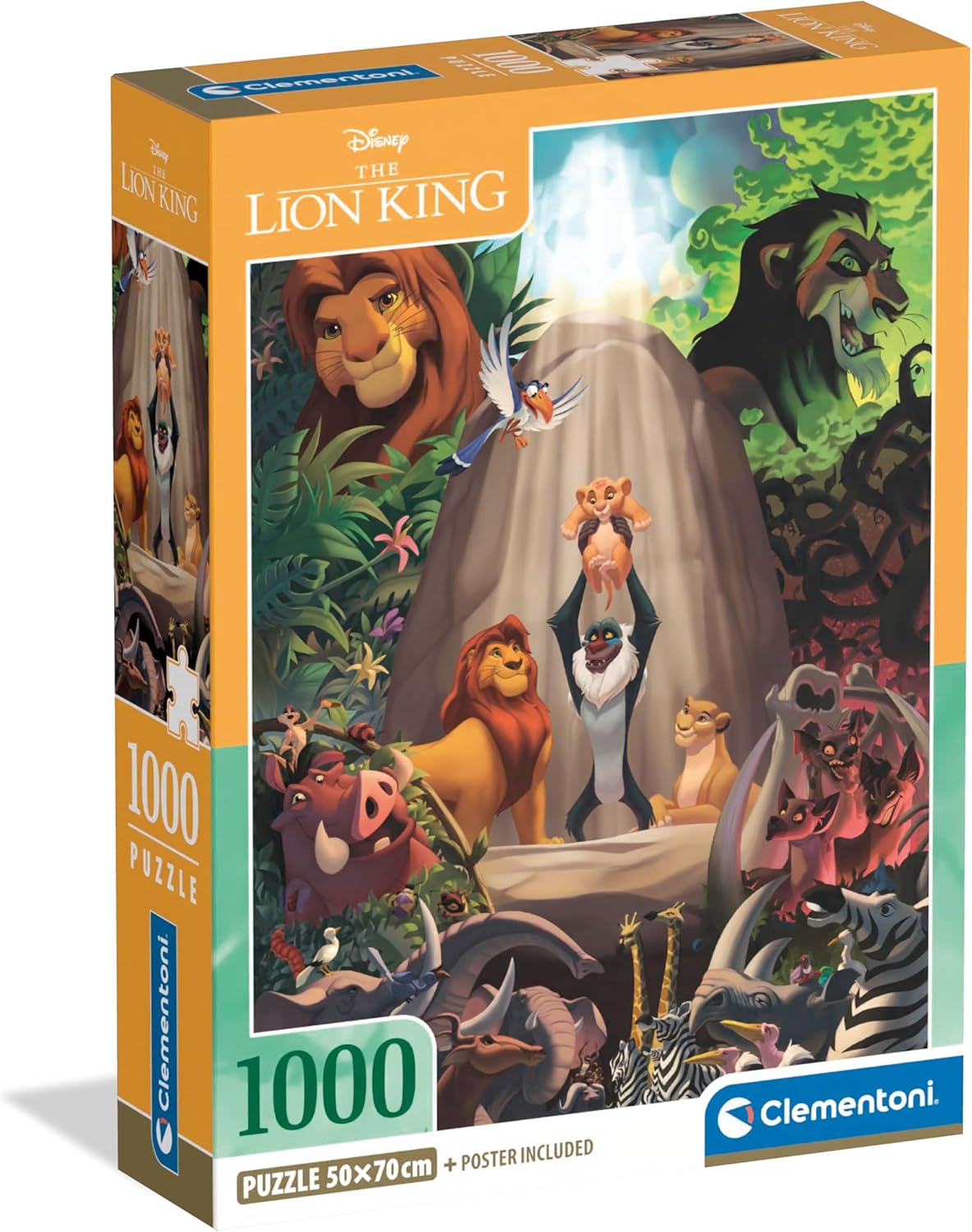 Clementoni 39902 Jigsaw Puzzle - 1000 Pieces, Lion King Disney Theme, Compact Box 1