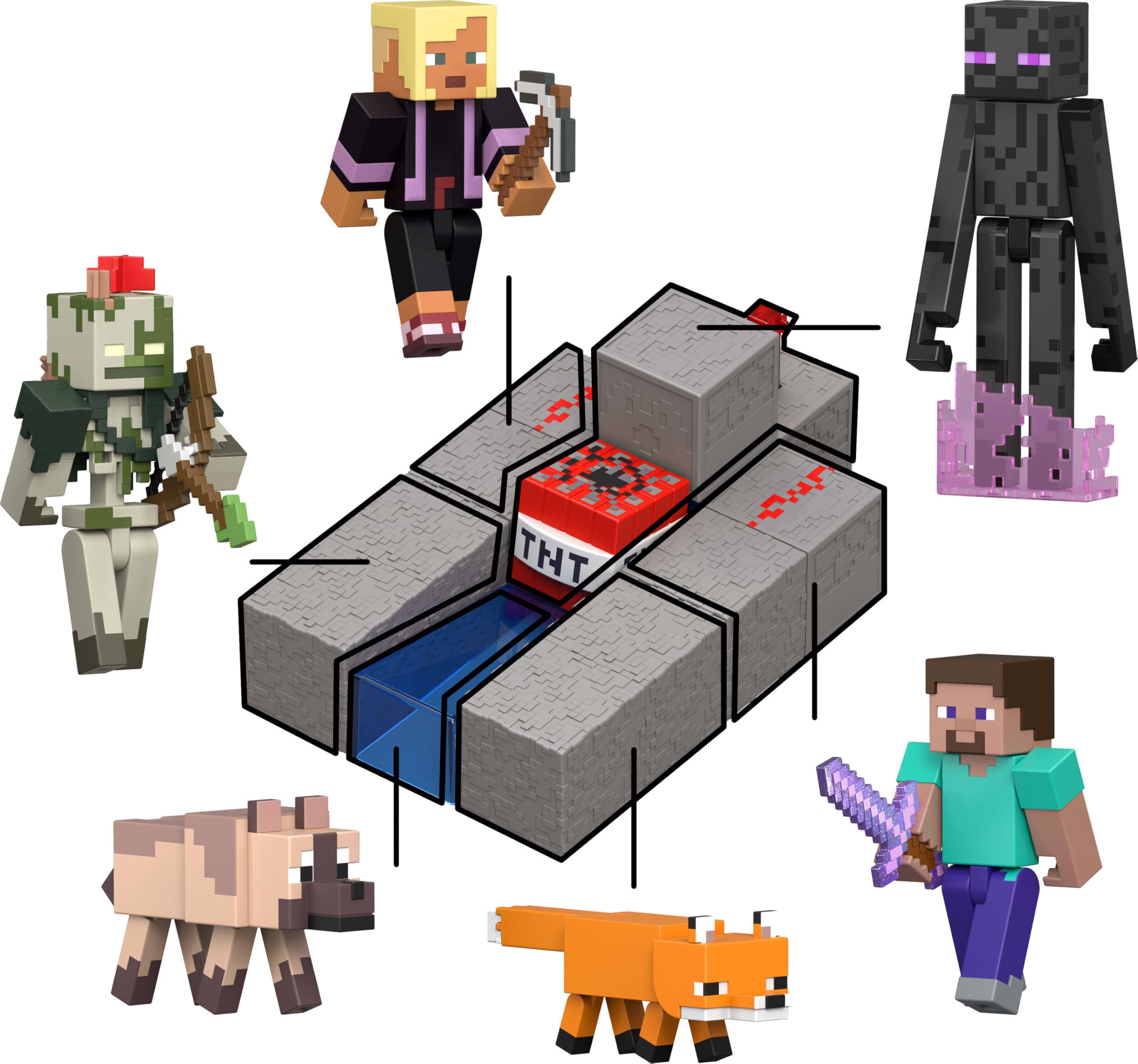 Mattel Minecraft Steve Action Figure with Accessory & Redstone Building Piece | 3.25-inch Scale 5