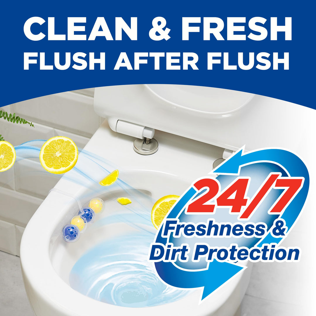Bloo Power Active Toilet Rim Block - Lemon Scent with Anti-Limescale & Foaming Clean (240 Flushes)