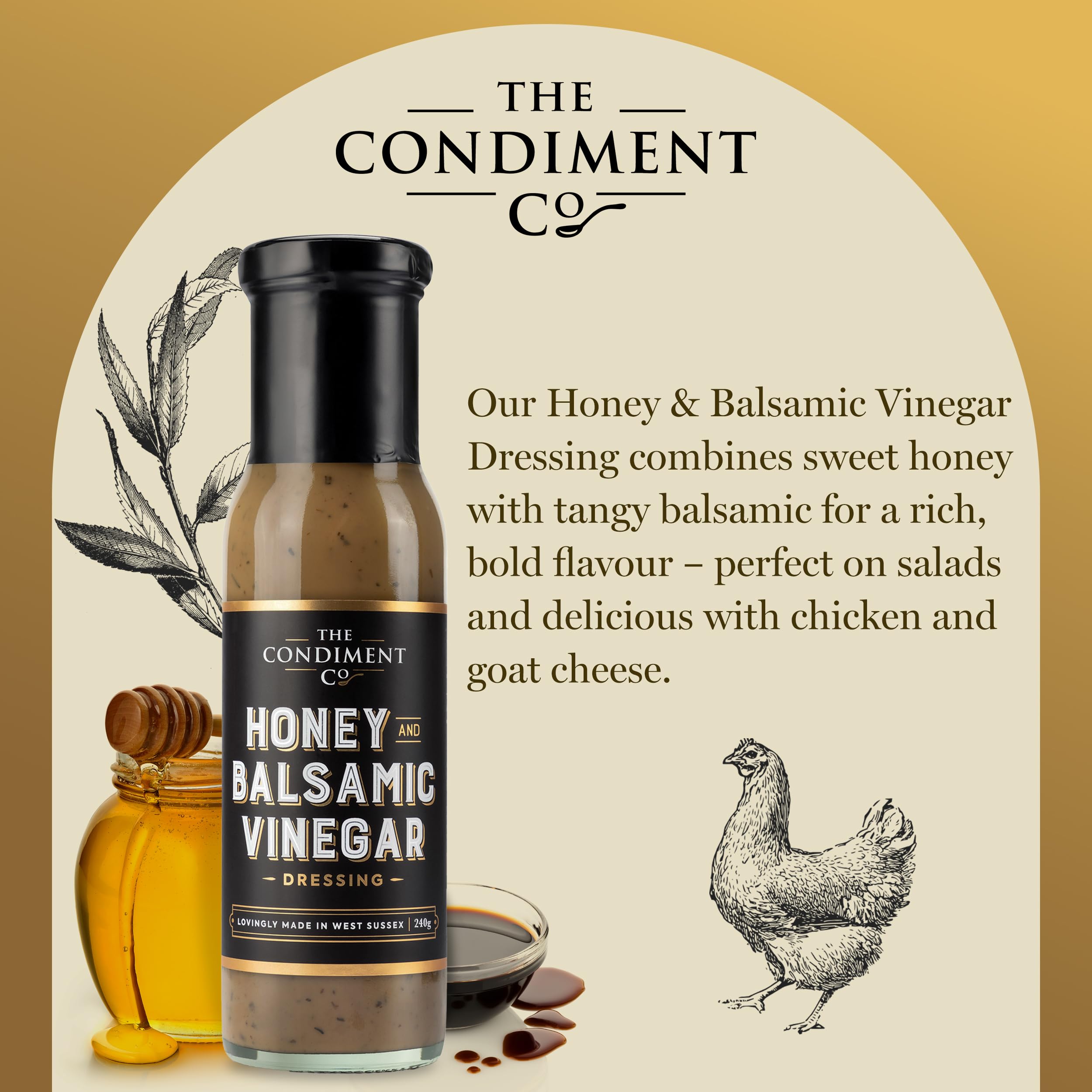 The Condiment Company Honey Balsamic Vinegar Dressing - Sweet & Spicy Glaze | 240g