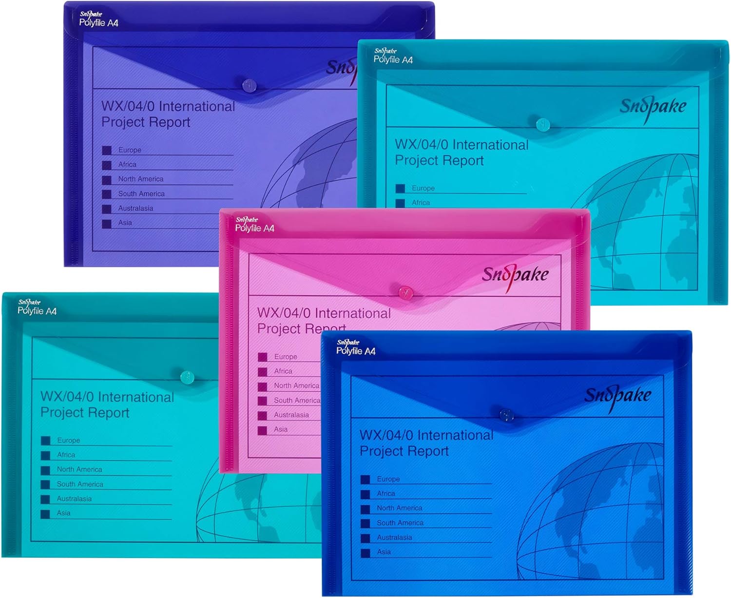 Snopake 12844 Polyfile A4 Popper Wallet File with Press Stud Electra Assorted Co