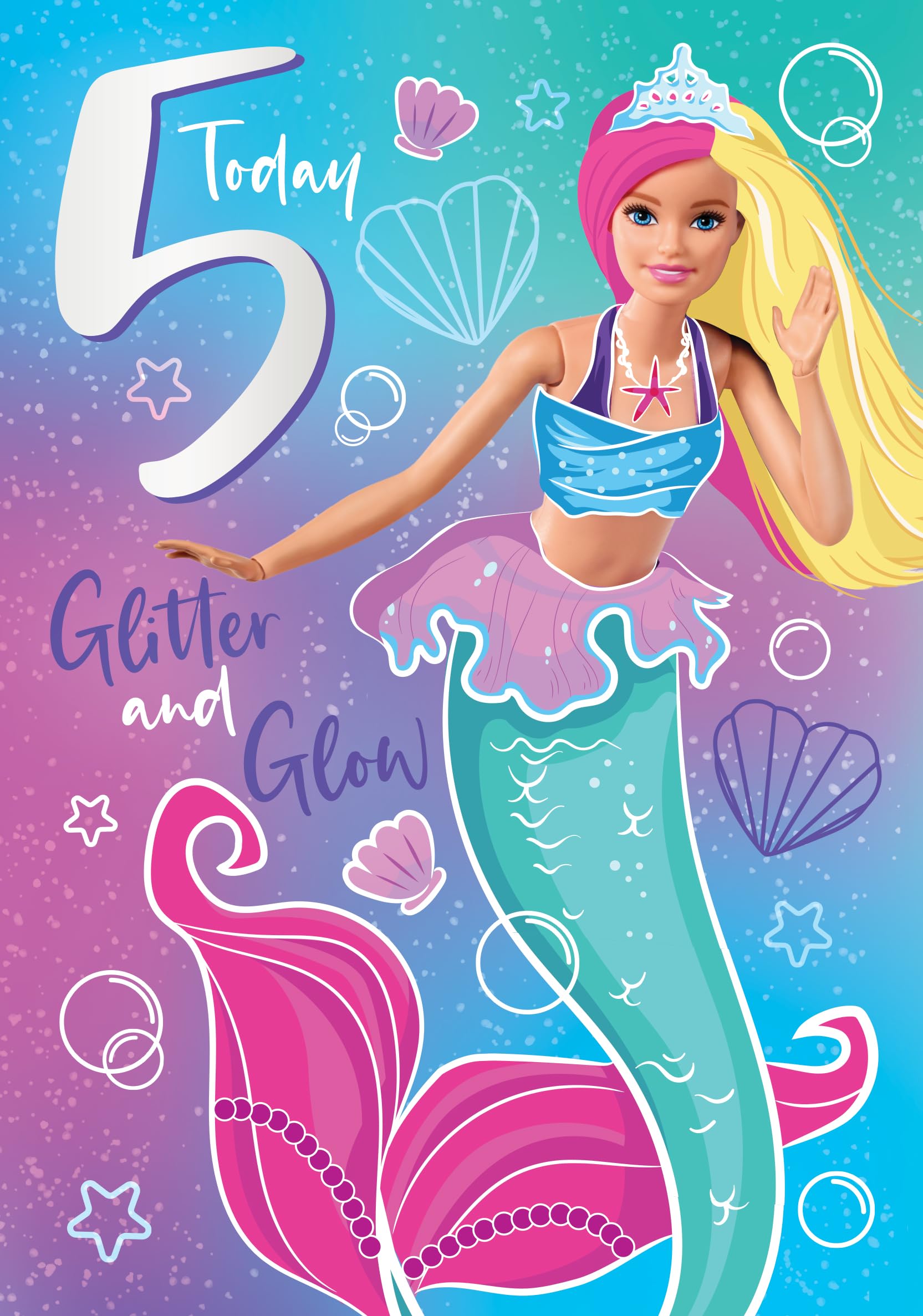 Danilo Promotions LTD Barbie Birthday Card - Age 5 | 178x152mm
