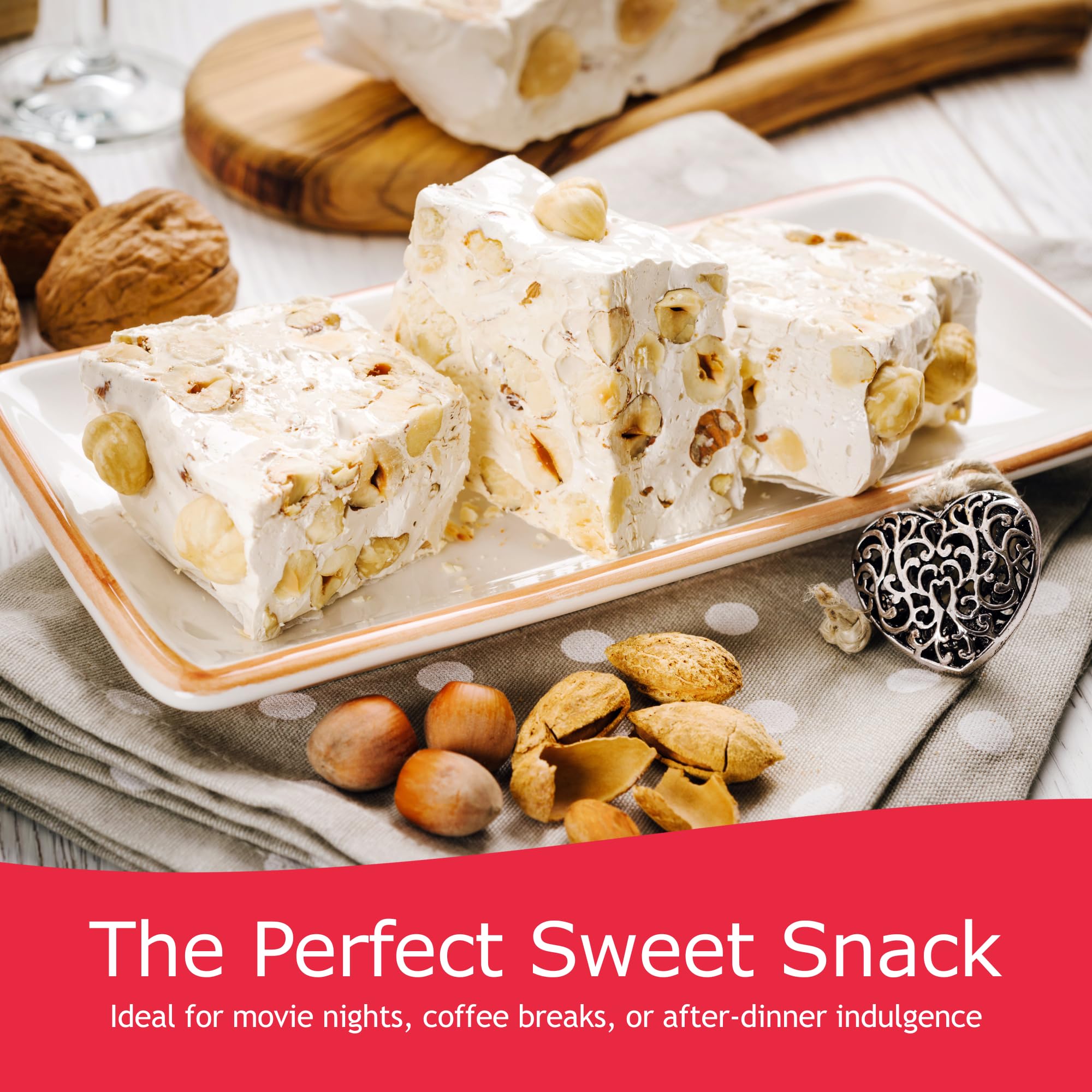 Rita Farhi Traditional Almond Nougat - Soft & Chewy Honey Recipe | 500g Gift Jar 5