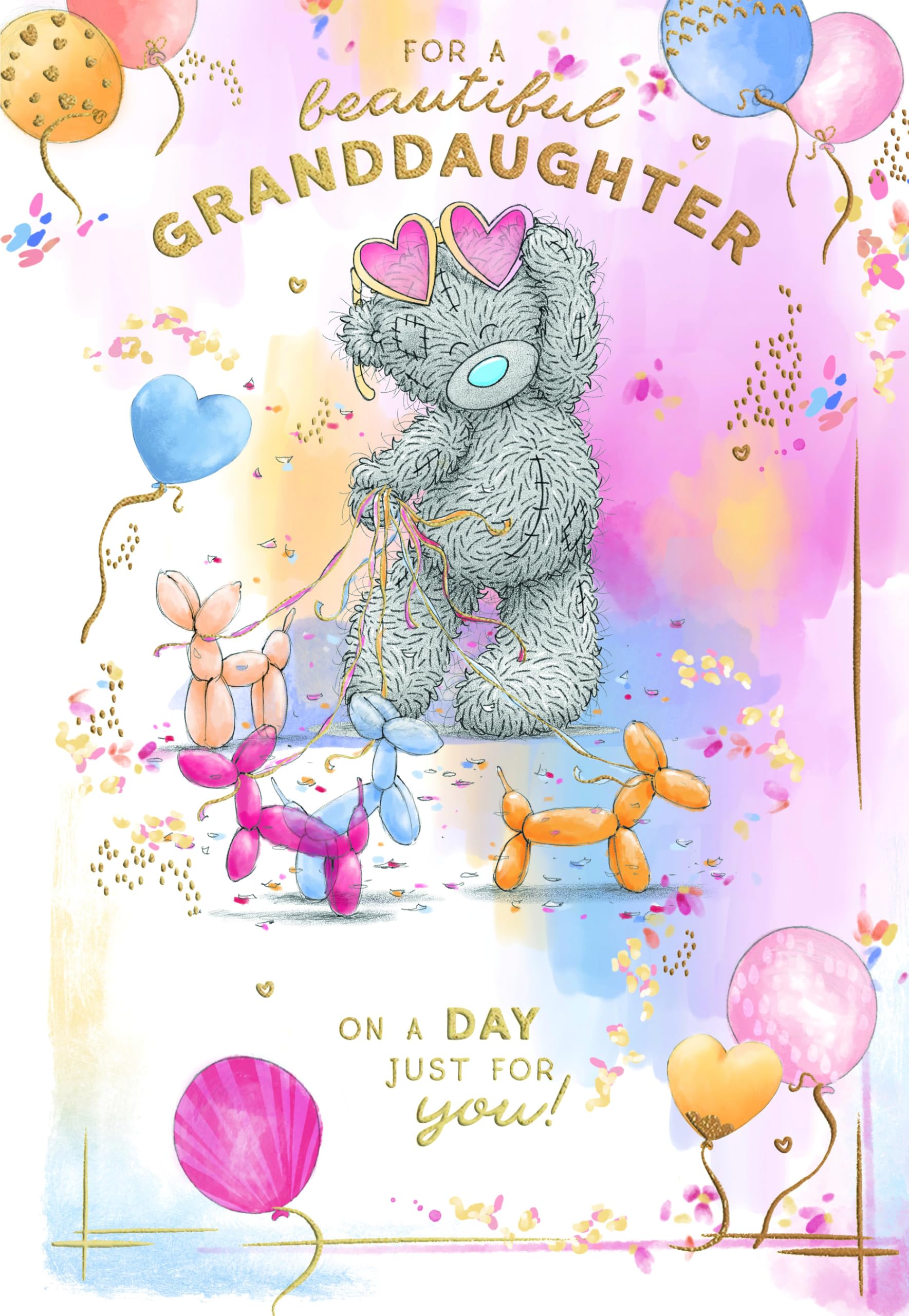 Me To You Tatty Teddy Luxury Birthday Card for Granddaughter | Gold Foil Accent | 6 x 9 Inches