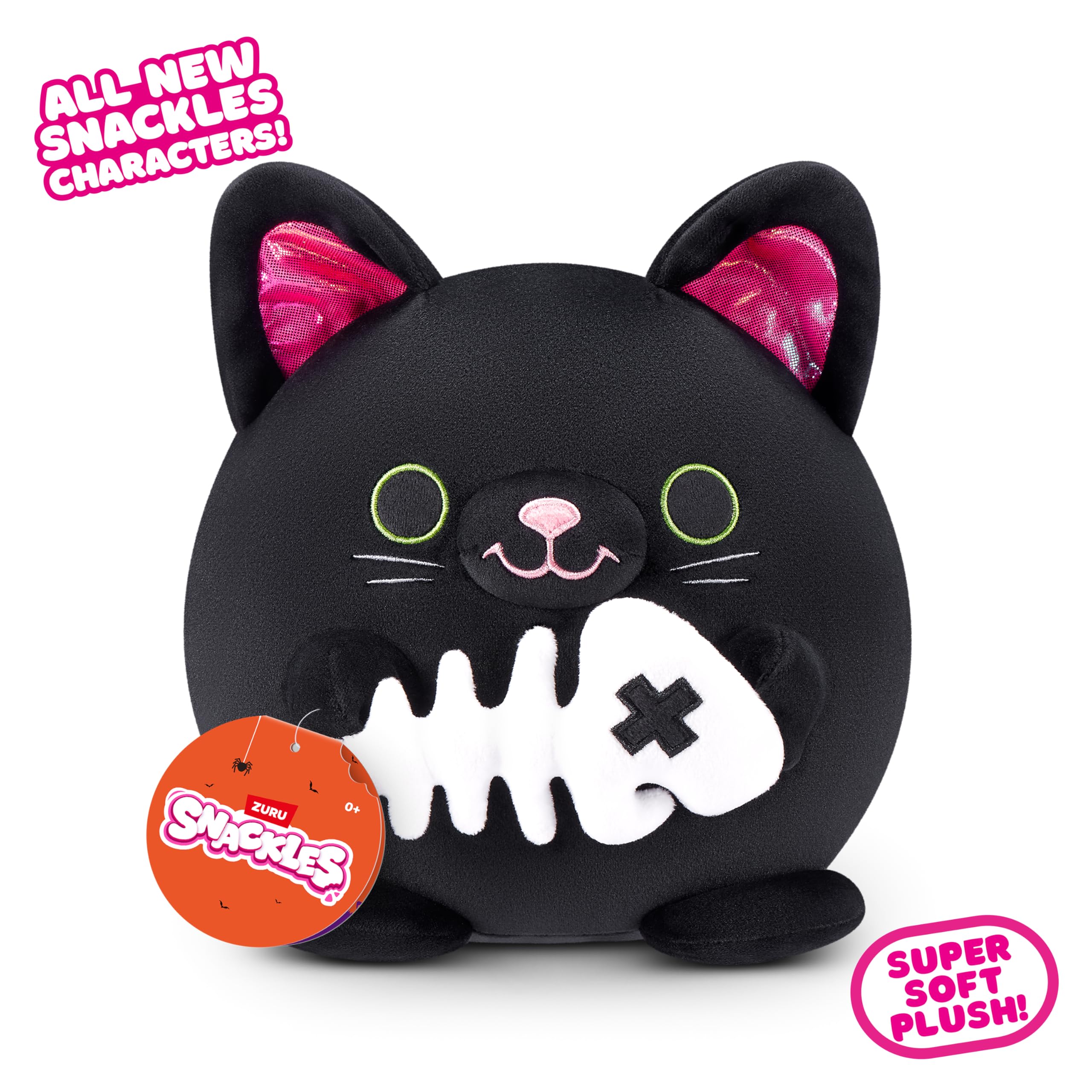 Snackles 8-inch Halloween Series 1 Plush - SALEM by ZURU, Super-Soft Stuffed Doll with Candy Treat 7