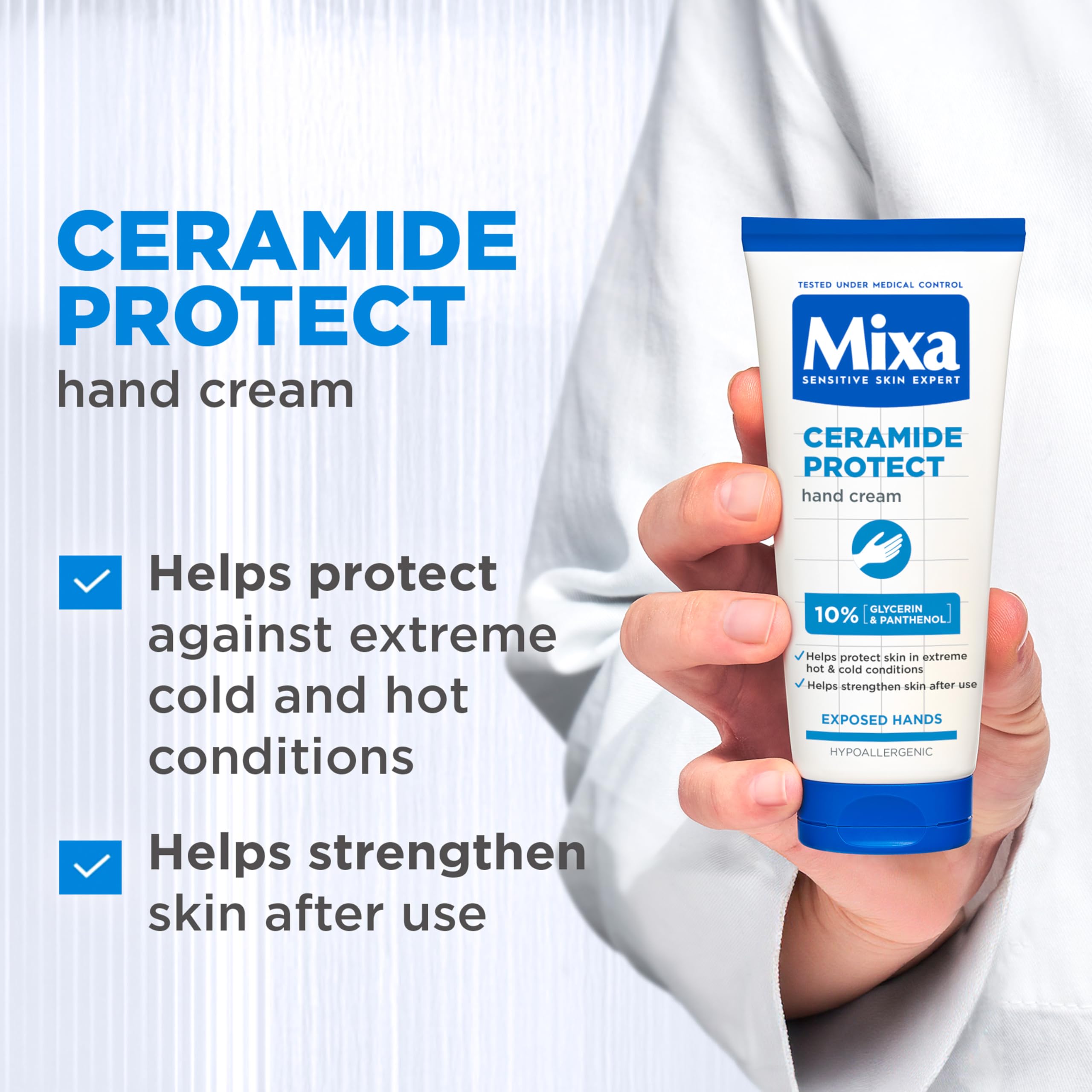 Mixa Ceramide Protect Hand Cream - 10% Glycerin & Ceramides | Strengthens Barrier | 100 ml Tube