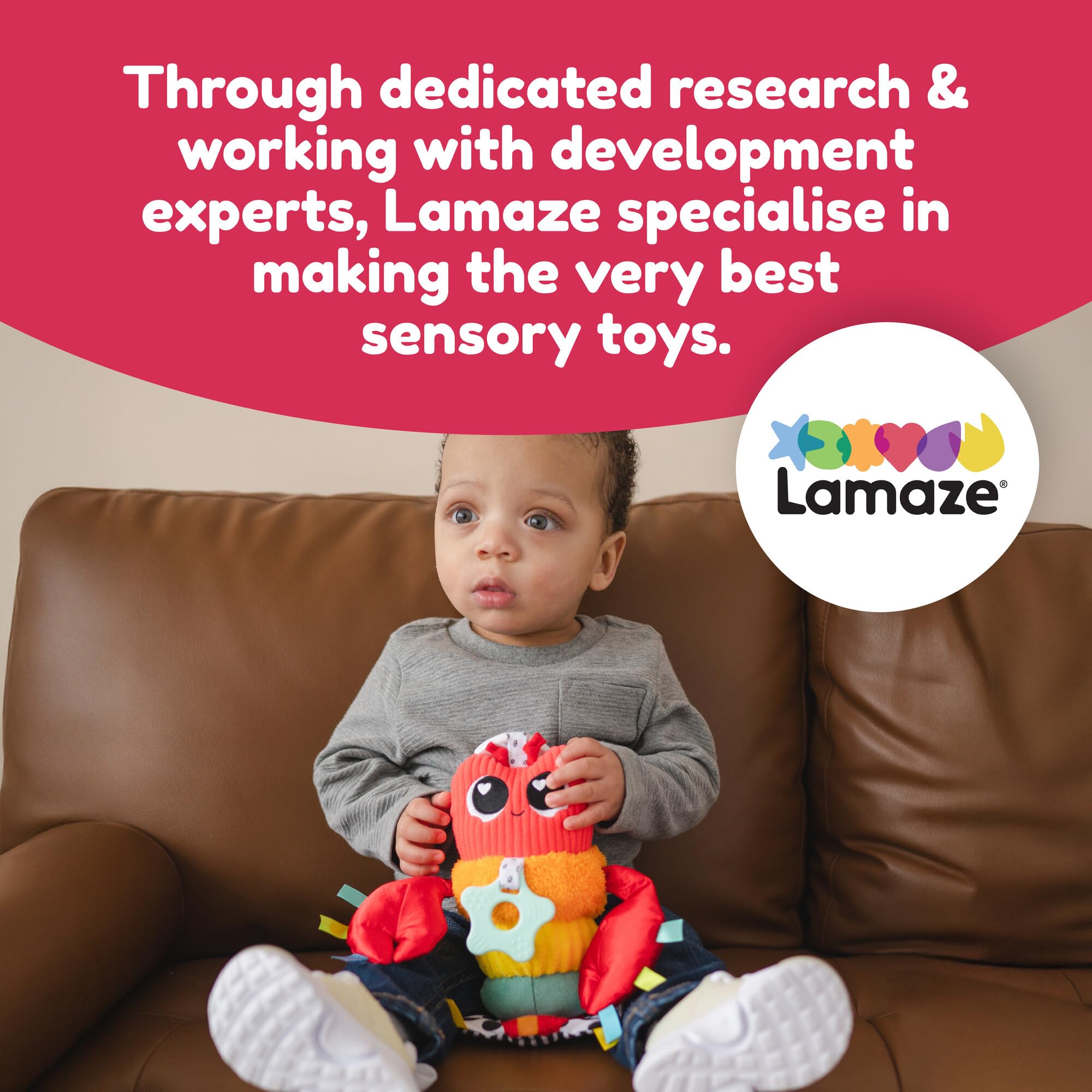 LAMAZE Liam The Lobster Clip & Go Sensory Toy | Textured | Ages 26-52 Months 7
