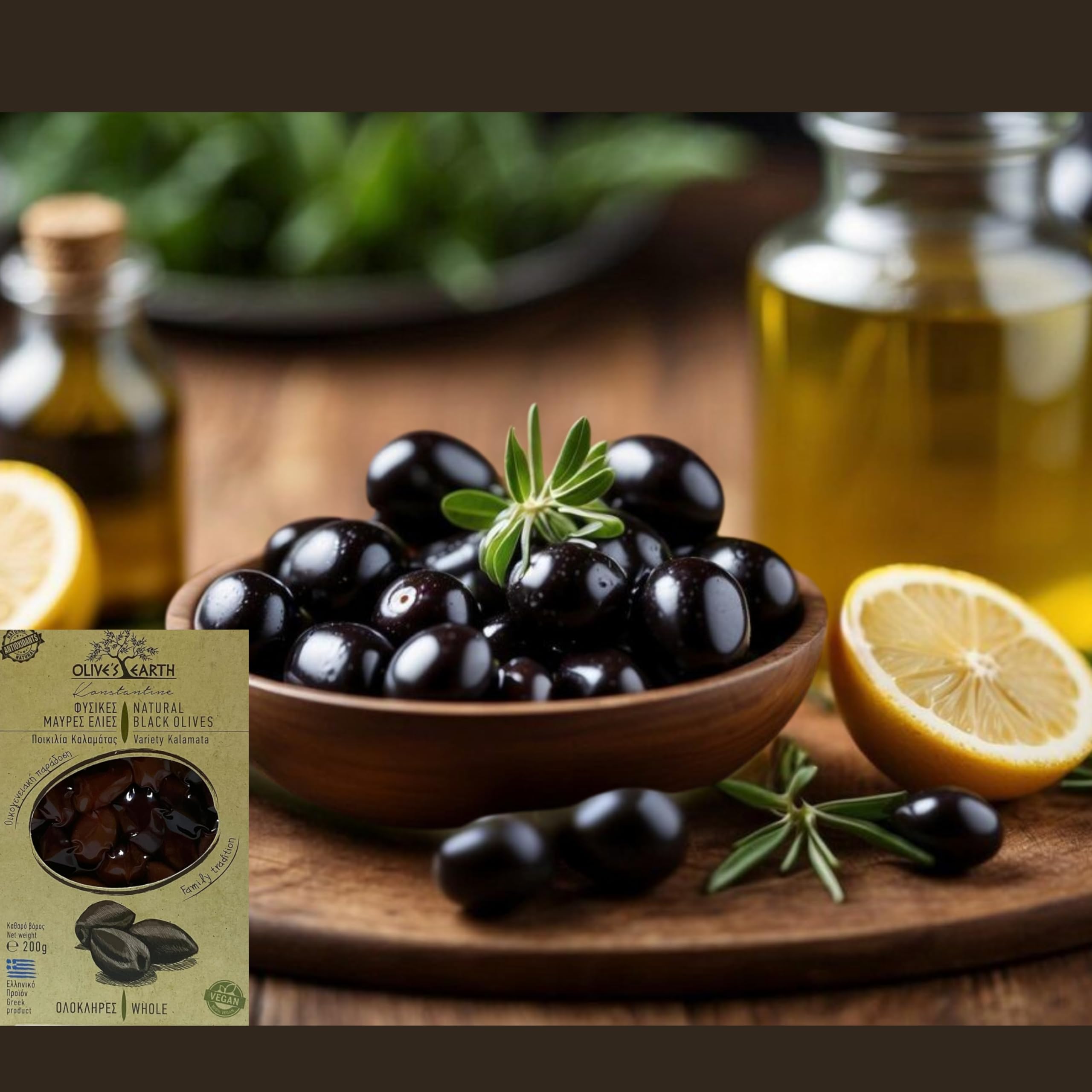 Olive's Earth Greek Black Kalamata Olives - 4 x 200g Multi-Pack | Natural & Vegan | 800g Total 2