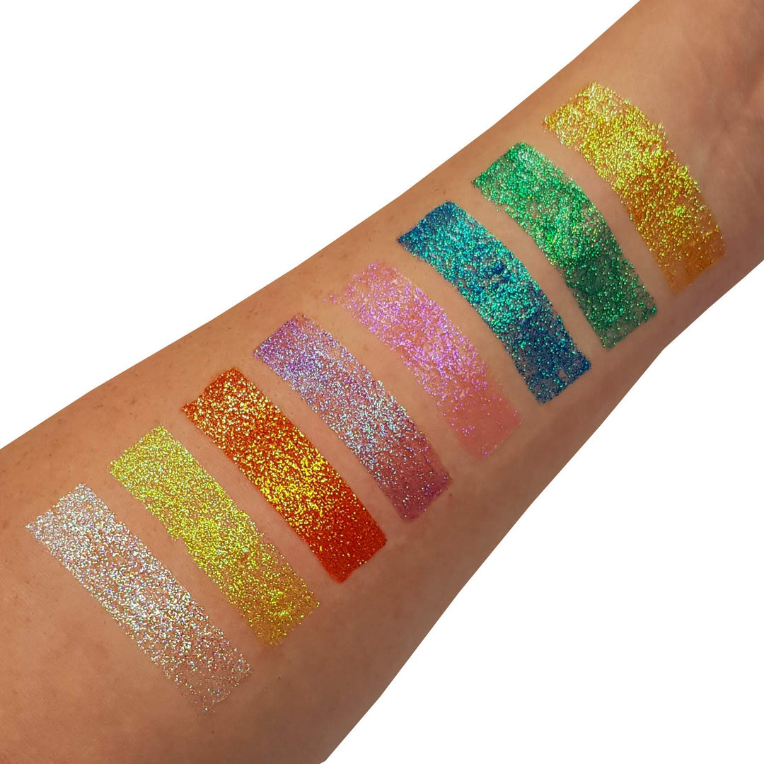 Gel Glitter Iridescente Fine Viso e Corpo di Moon Glitter Pink per Unghie Viso Corpo Peli 12ml