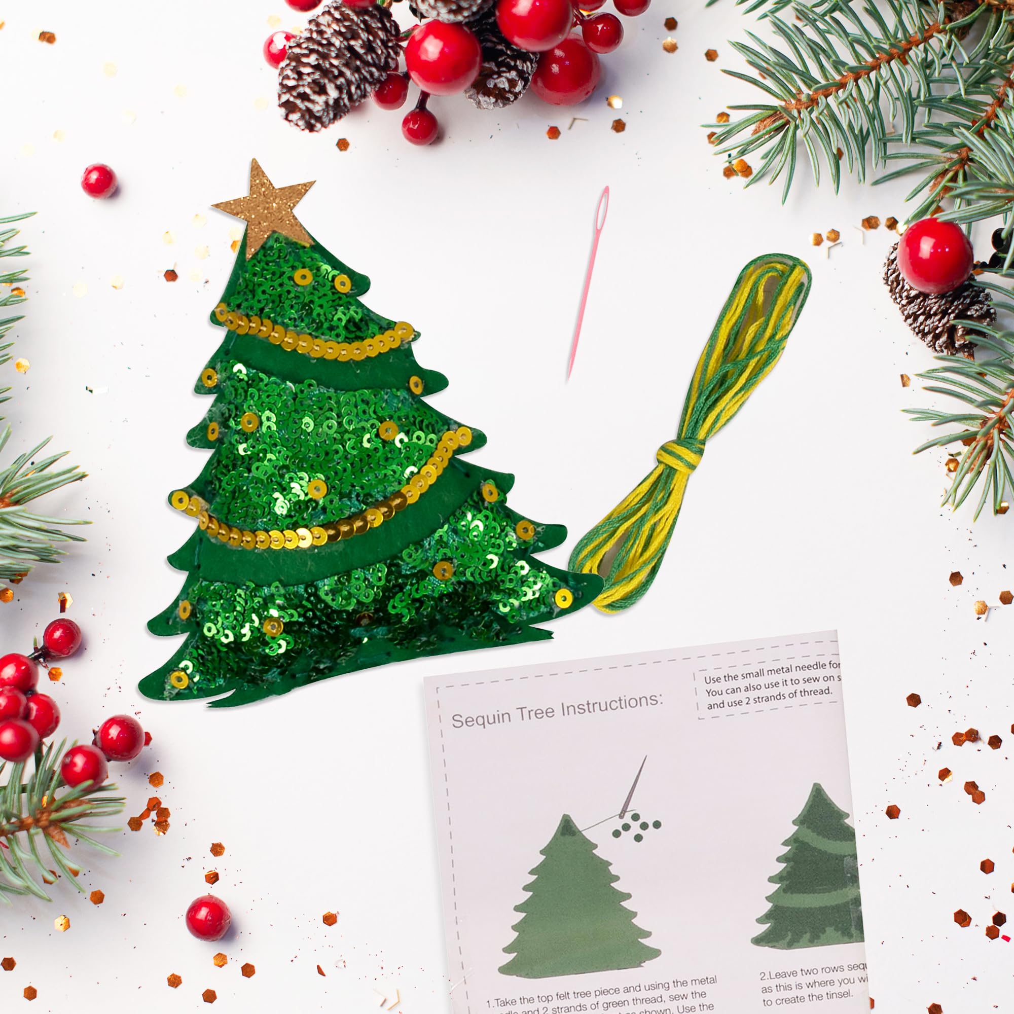 Trimits Christmas Felt Decoration Kit - Sequin Tree | Complete Sewing Kit for Beginners 6