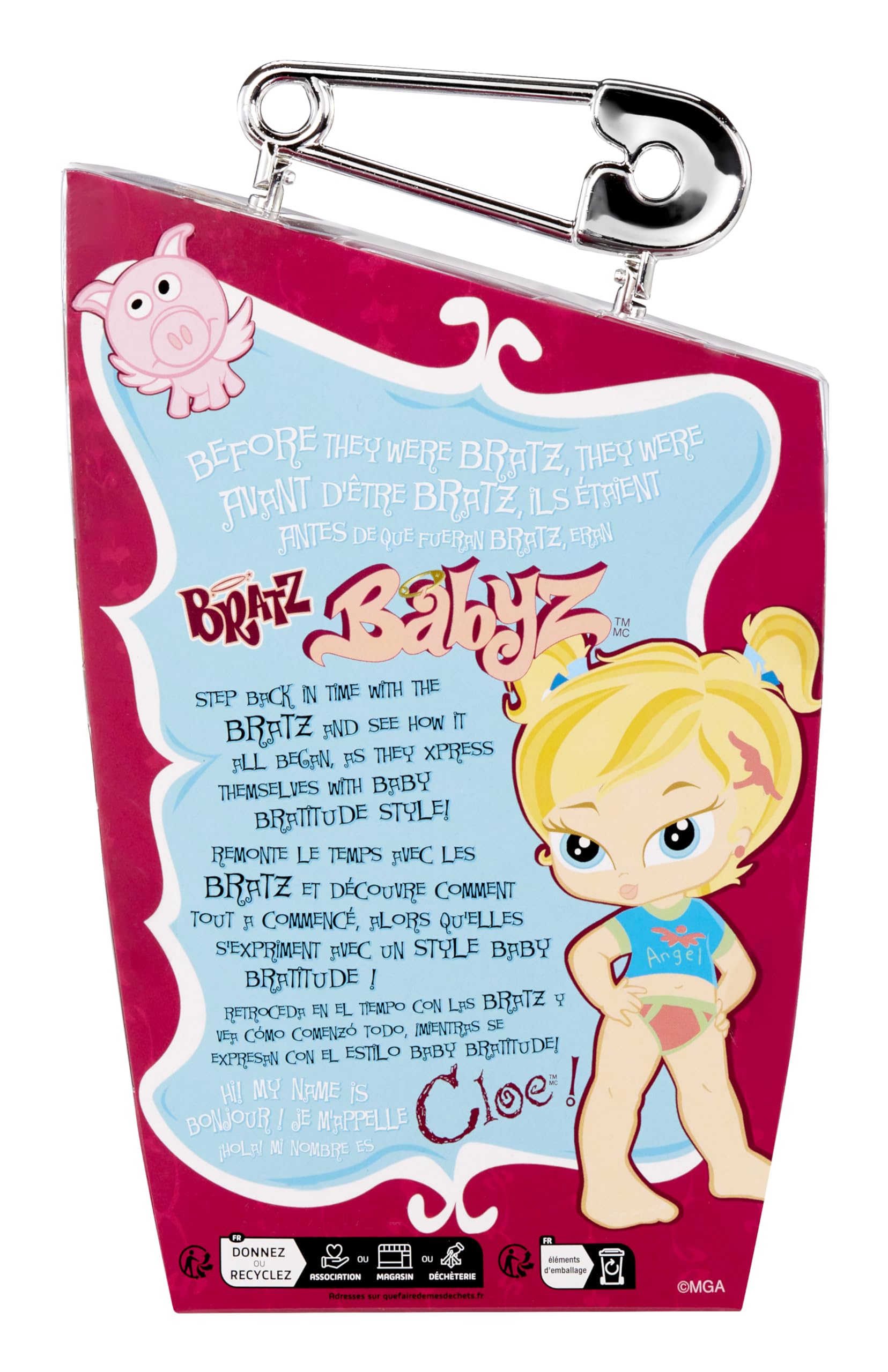 Bratz Babyz Collectible Fashion Doll - Cloe with Real Fashions, Flocked Pet & Baby Bottle Necklace - Ages 3+ 7