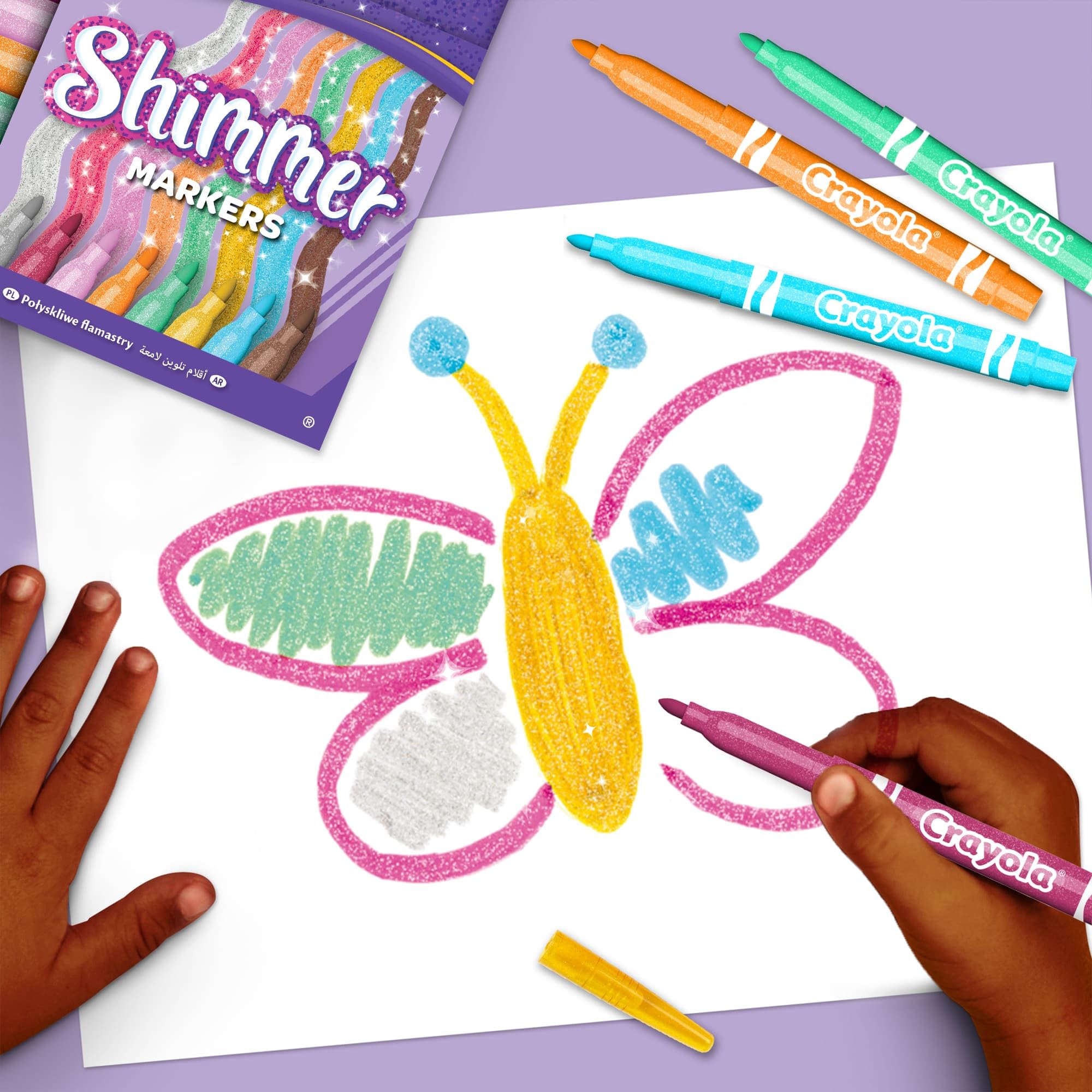CRAYOLA Shimmer Markers - Pack of 8 | Washable & Non-Toxic | Chisel Tip 4