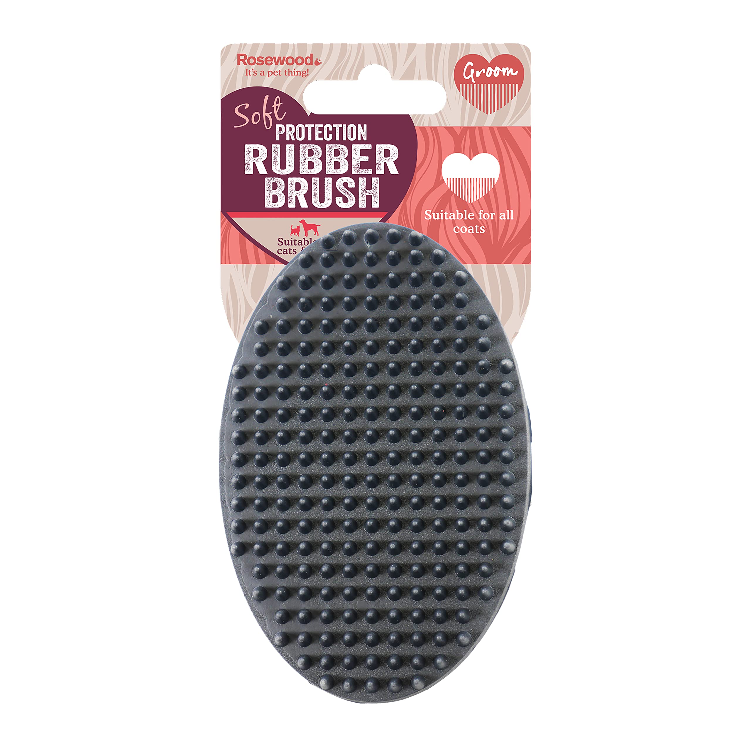 Rosewood Soft Protection Rubber Brush - Gentle Grooming for All Coat Types