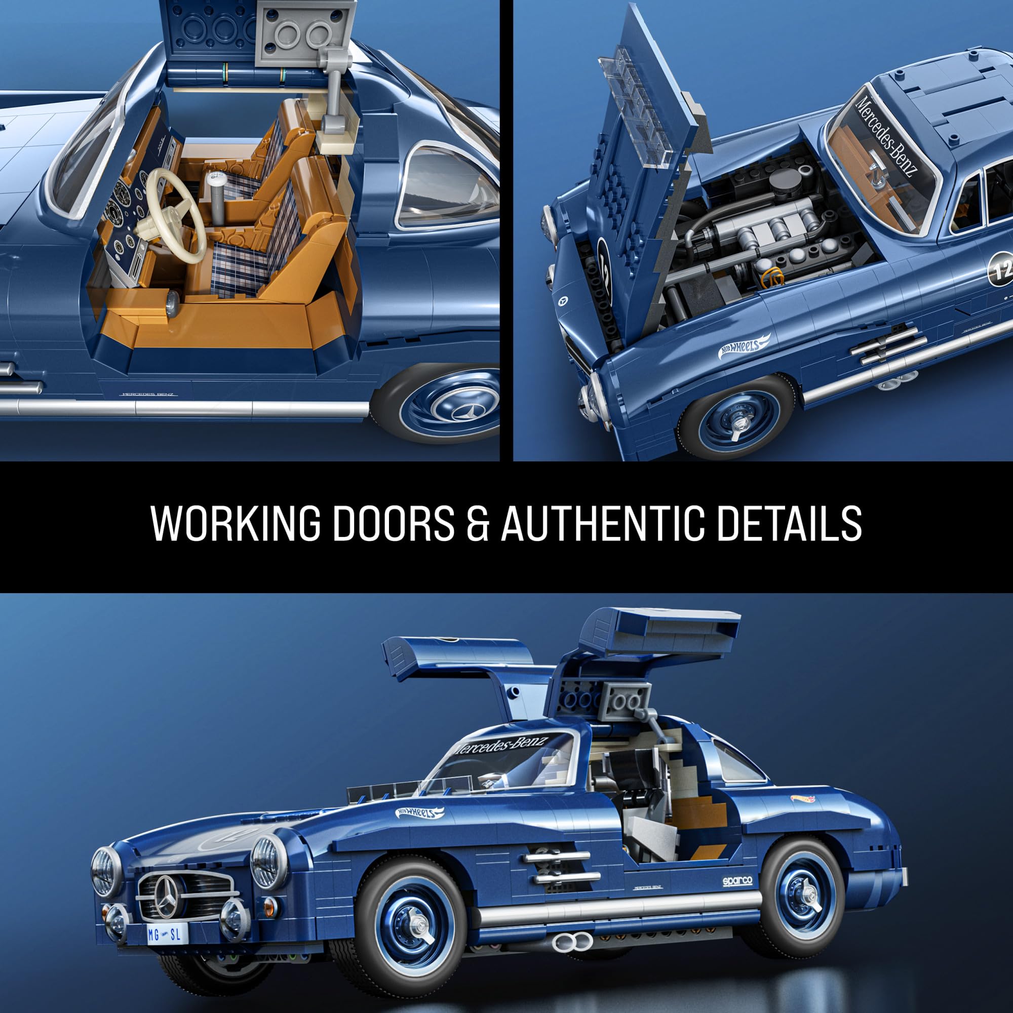 Mattel Brick Shop Hot Wheels Premium Series Building Set - Mercedes-Benz 300 SL | 1:12 Scale | 1600 Pieces 6