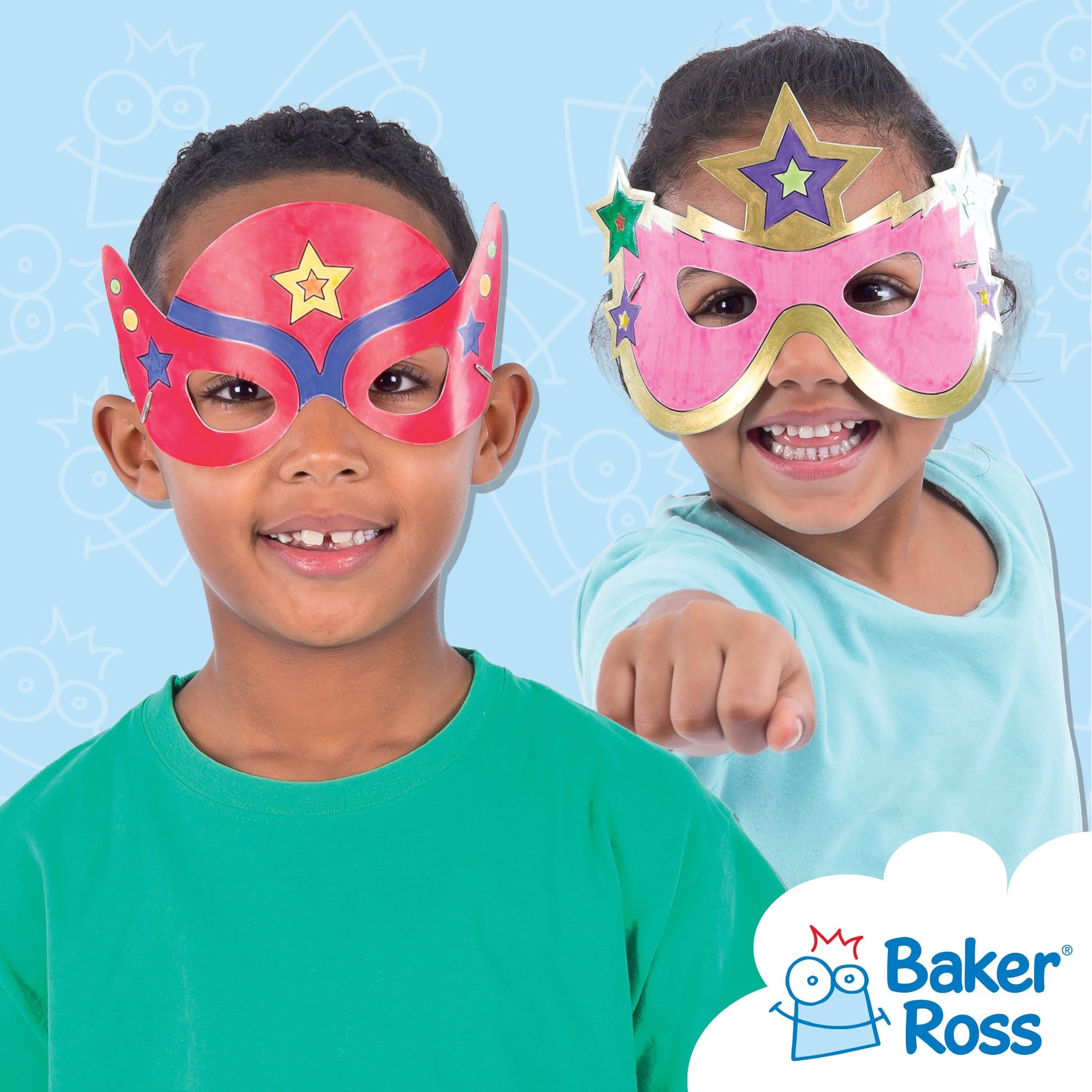 Baker Ross EF624 Star Hero Paper Masks for Decorating - 6 Pack, White | DIY Craft Kit 5