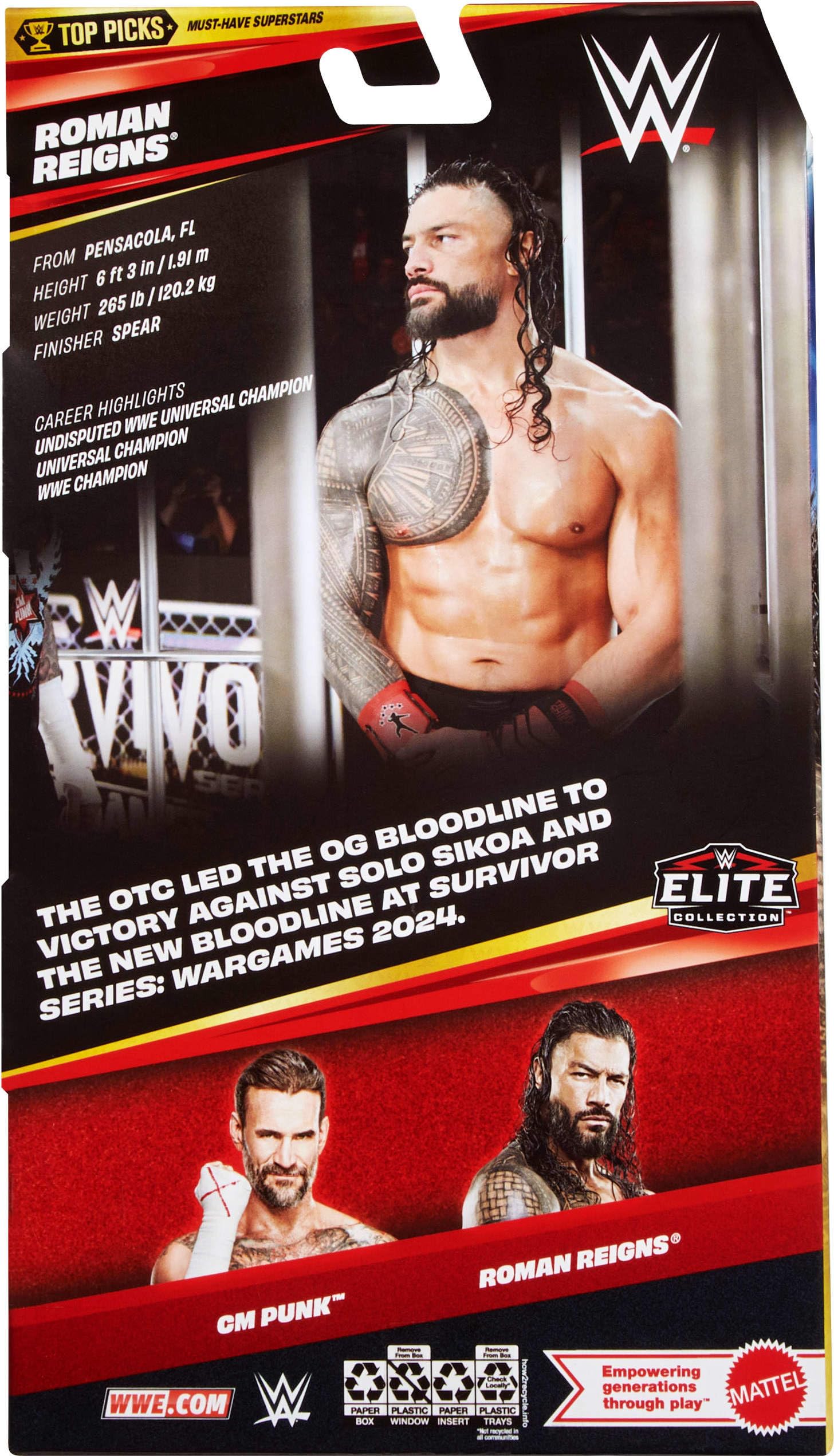 Mattel WWE Elite Collection Roman Reigns Action Figure | 6-inch Scale | Interchangeable Parts 6