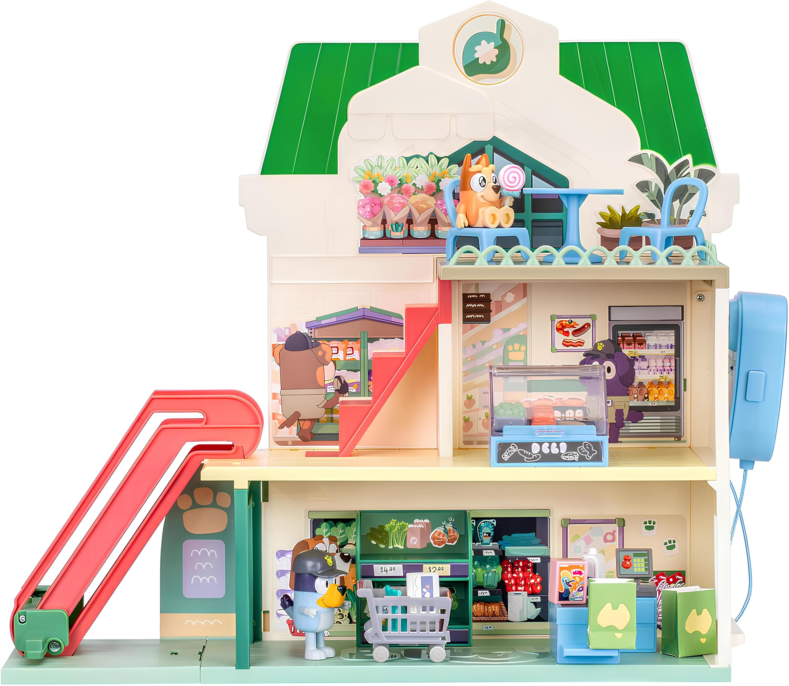 Bluey Supermarket Playset - 3-Level Interactive Play with Exclusive Bluey & Bingo Figures 1